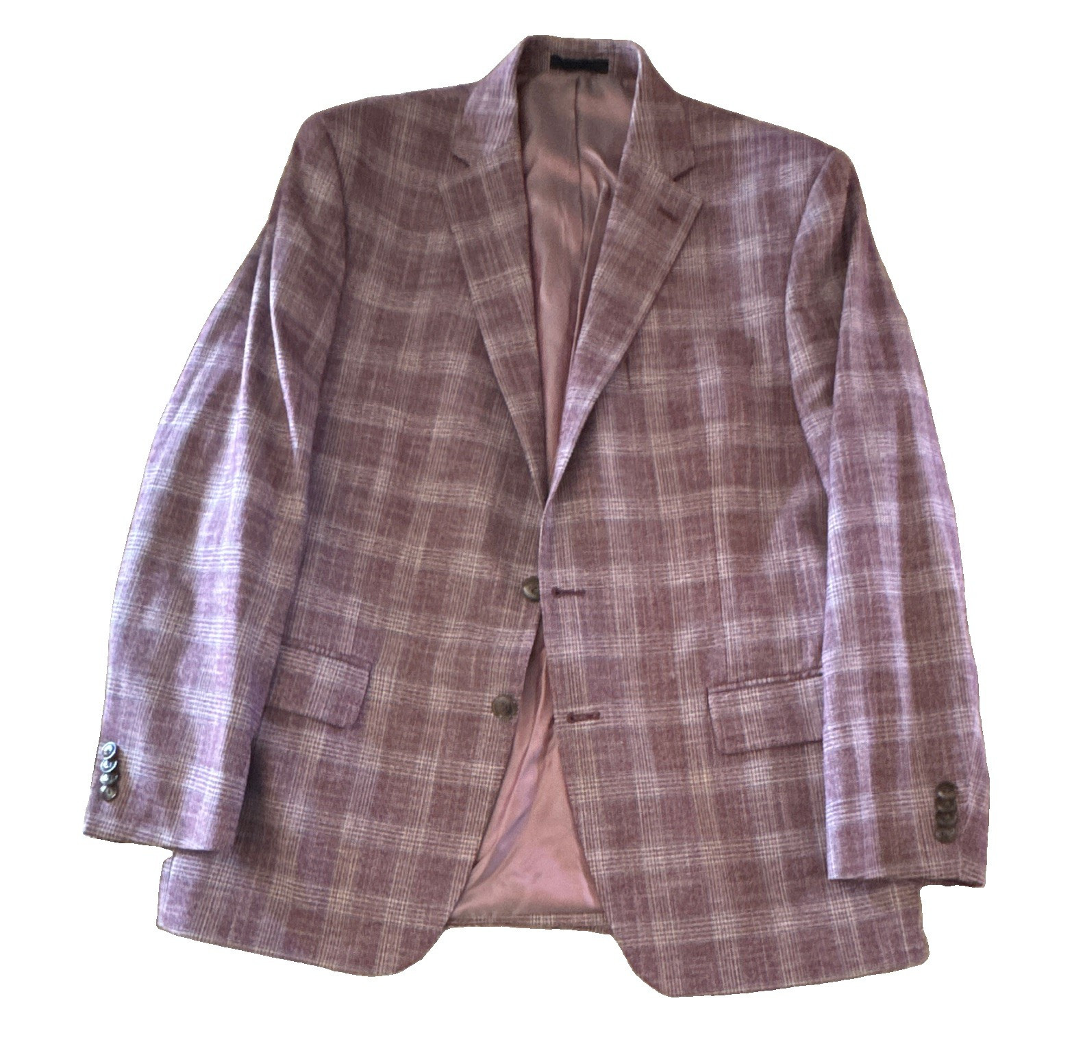 Michael Kors Men’s Purple Plaid 2-Button Sport Coat Notch Lapel 42R