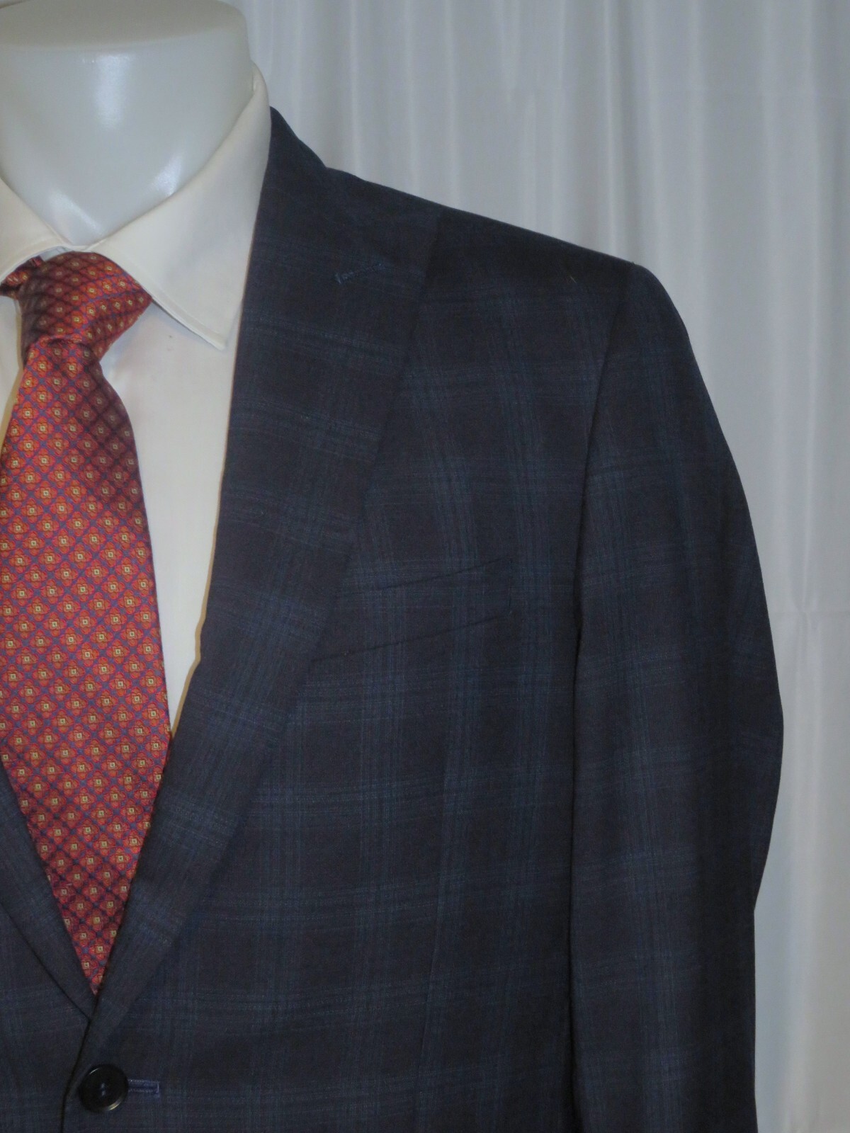 Charles Tyrwhitt Merino Wool Blue Plaid Two Button Suit 42R NWOT