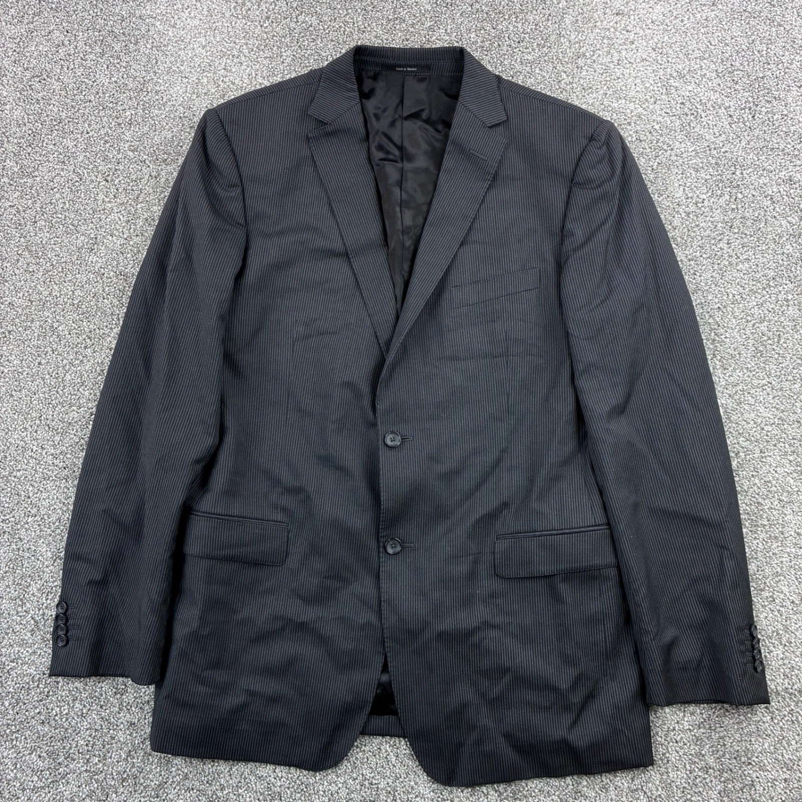 Ermenegildo Zegna City Sport Coat Blazer Mens 54L Black Pinstripe Wool Mexico