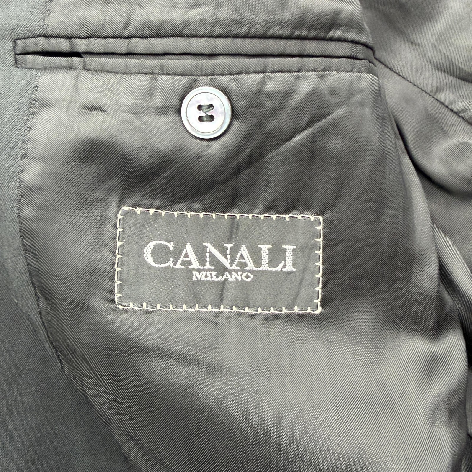 Canali Suit Jacket Mens IT 56 Black Slim Fit Single-Breasted 2 Button Wool US 46