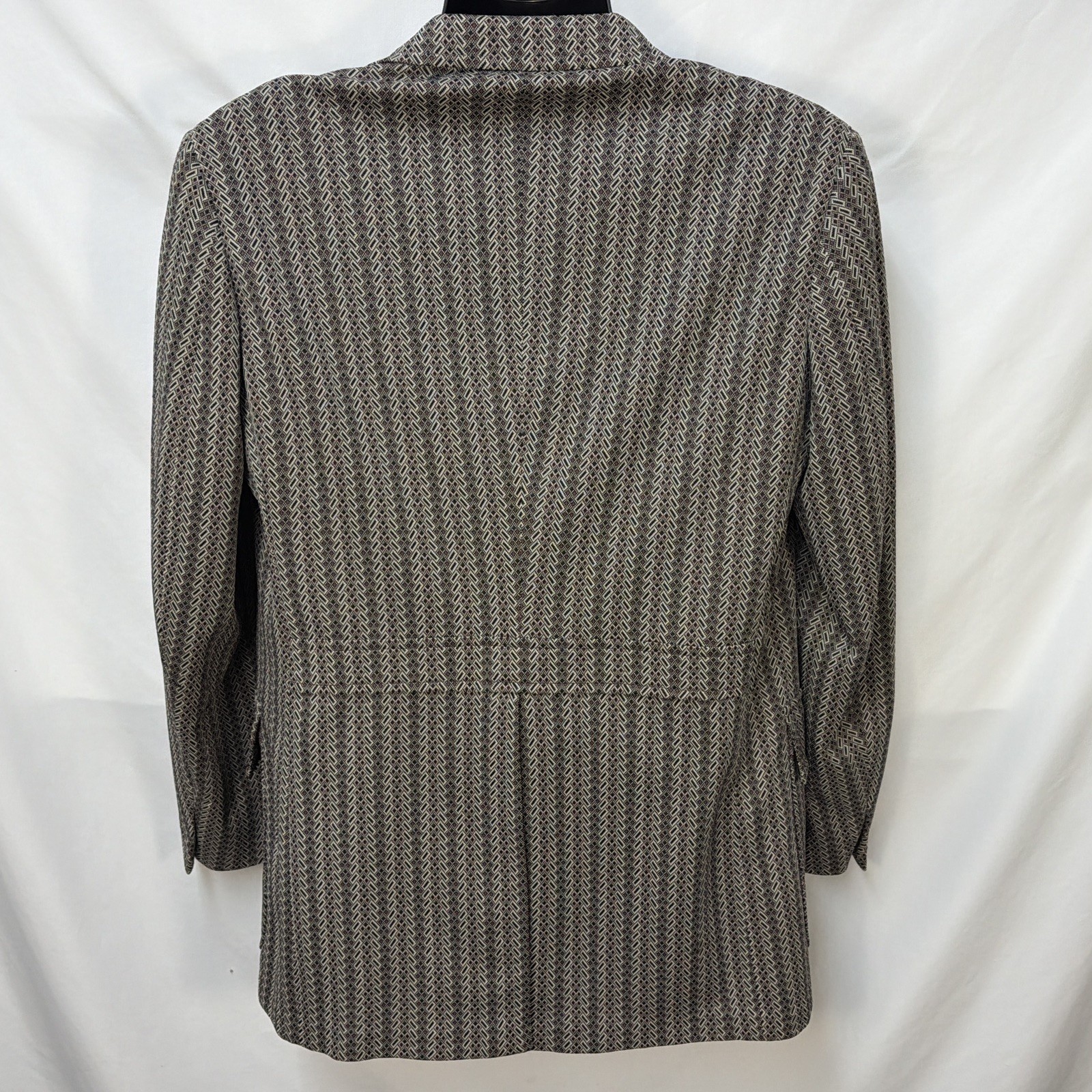 VINTAGE 70S BARONET ABSTRACT HOUNDSDTOOTH JACQUARD SPORT COAT BLAZER 46″ CHEST