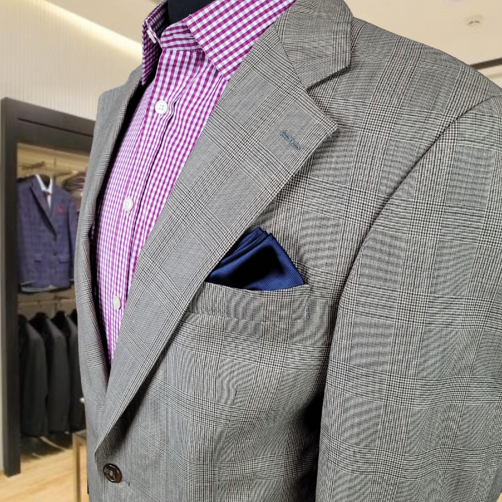 CHAPS RALPH LAUREN Blazer Wool 41L Brown Glen Plaid Mens Sport Suit Coat