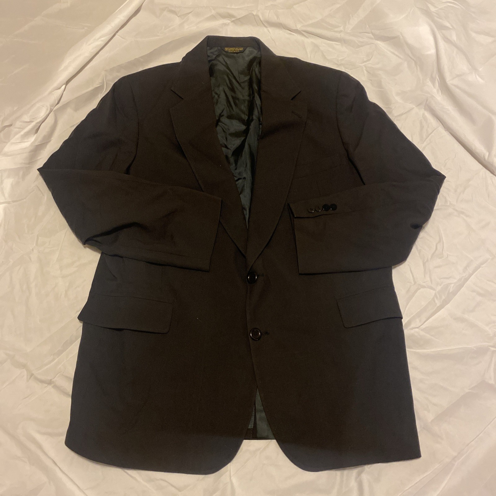 Strathmore by Richman 100% Wool Blazer Mens 48L Black USA Sport Coat 2 Button