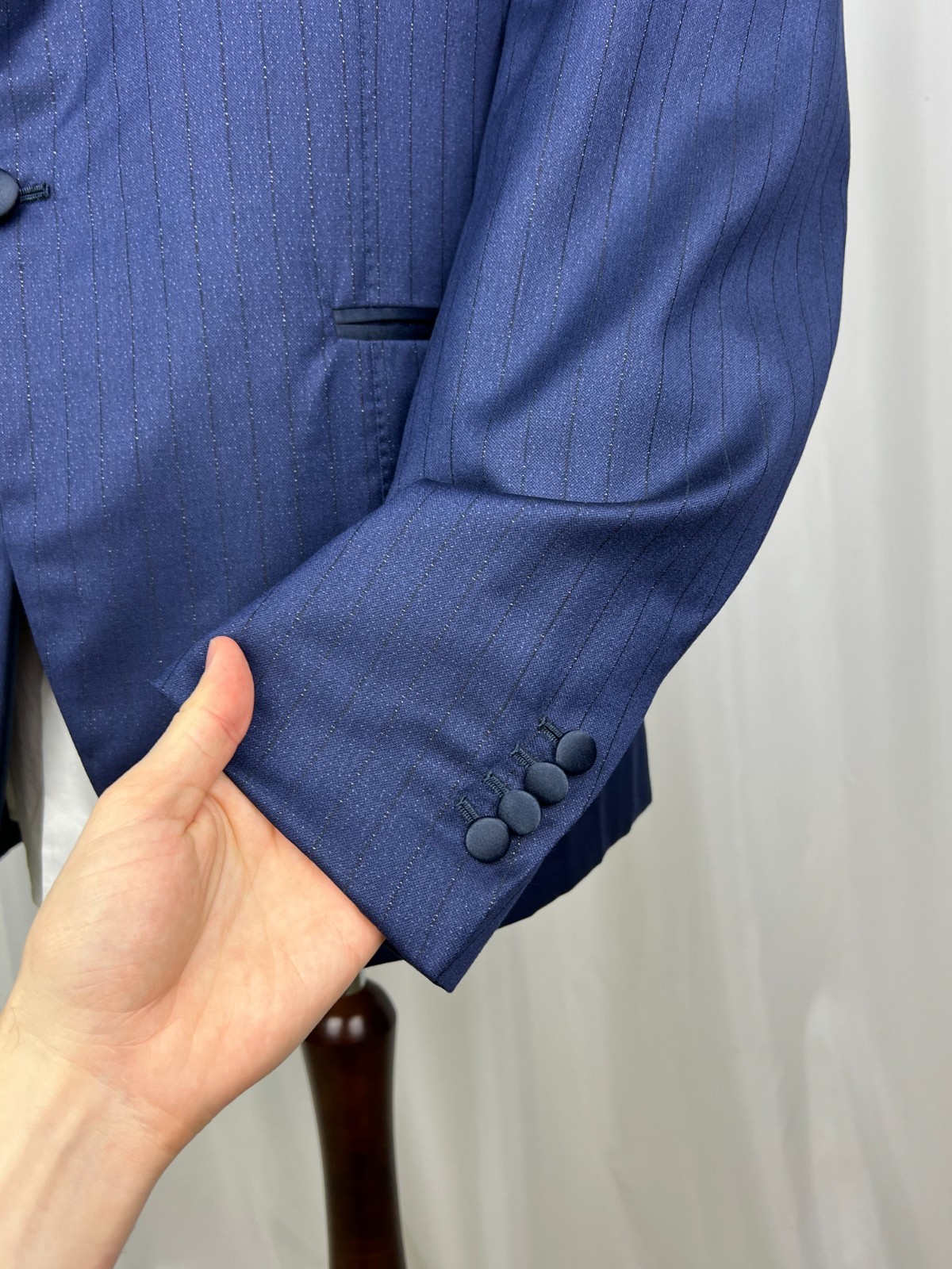 NWT ISAIA Bespoke Shiny Striped Wool&Lurex Peak-Lapel Tuxedo Blazer 46US56IT