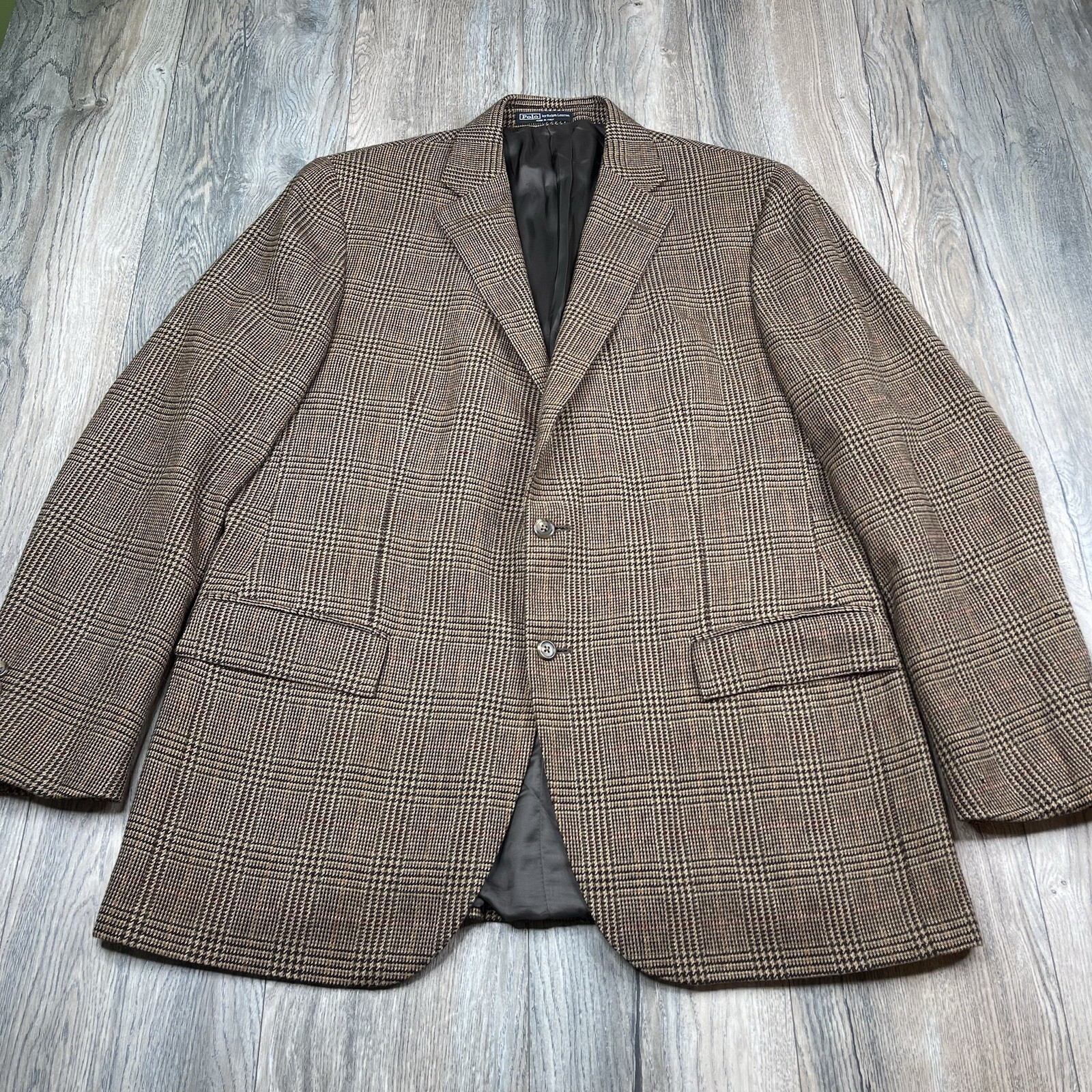 Polo Ralph Lauren Brown Wool Angora Blazer Sport Coat Jacket 46L Made in Italy
