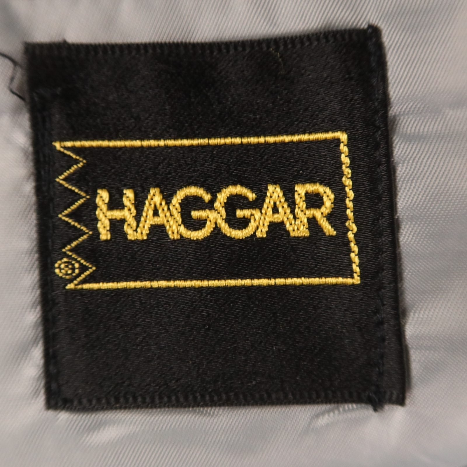 VTG Haggar Jacket 40R M Gray Heather Twill Patch Pockets Gold Crest Buttons