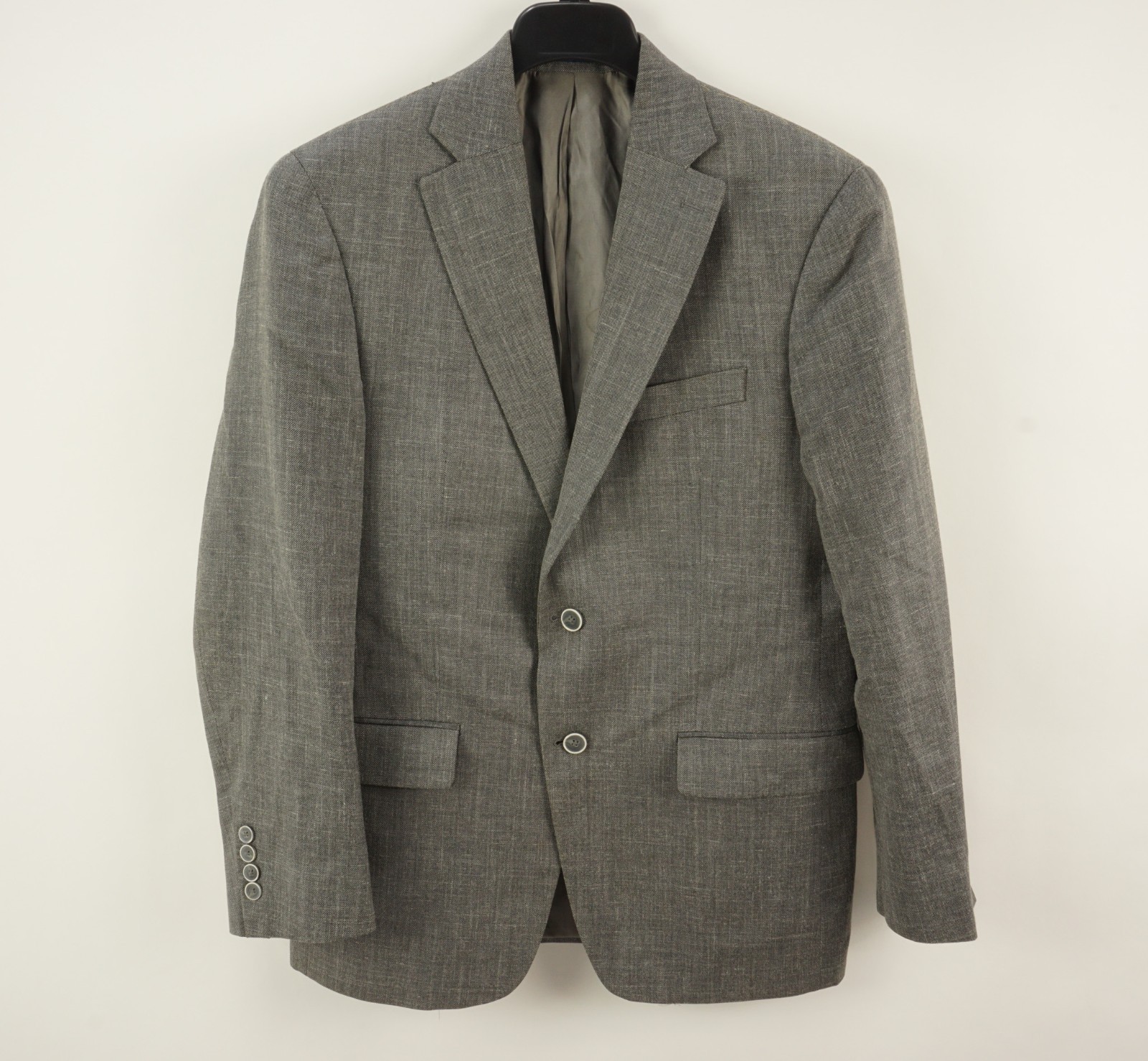 Hart Schaffner Marx Wool Silk Linen ‘Chicago’ Men’s 44R Gray Hopsack Sport Coat