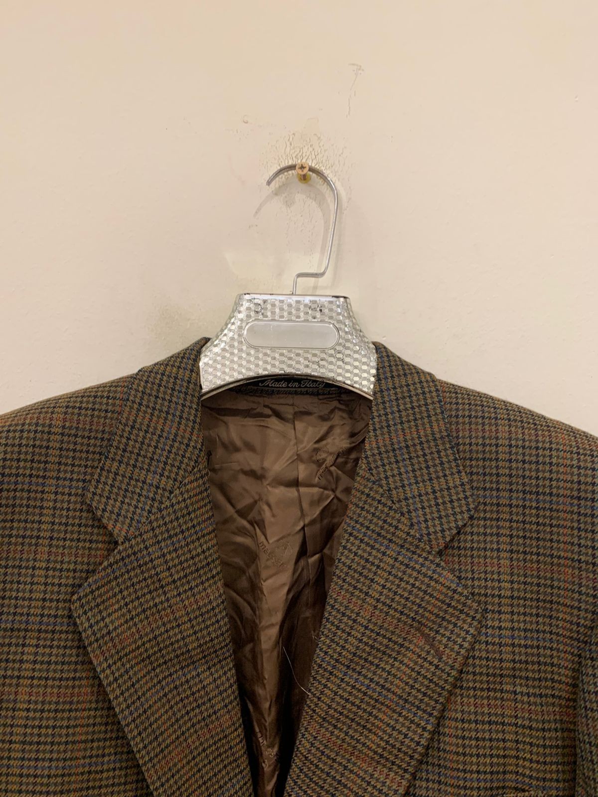 Vintage houndstooth plaid pure wool classic hunting jacket blazer 42R