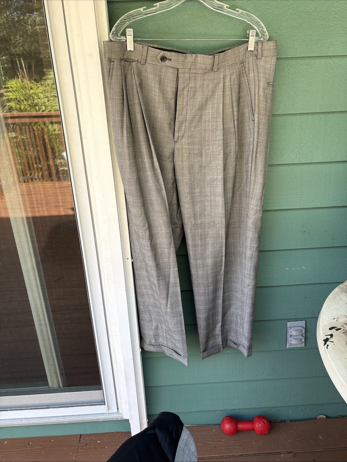 Vintage Burberrys Men’s Gray Wool Glen Plaid 2 Piece Suit Pleated Pants