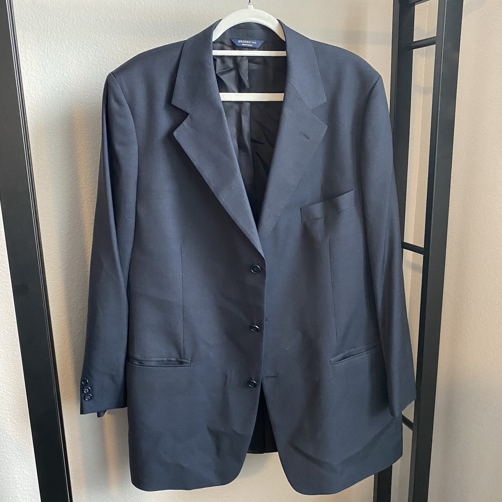 Brooks Brothers 346 Wool Blazer Mens 46L Suit Jacket Sport Coat Navy Blue