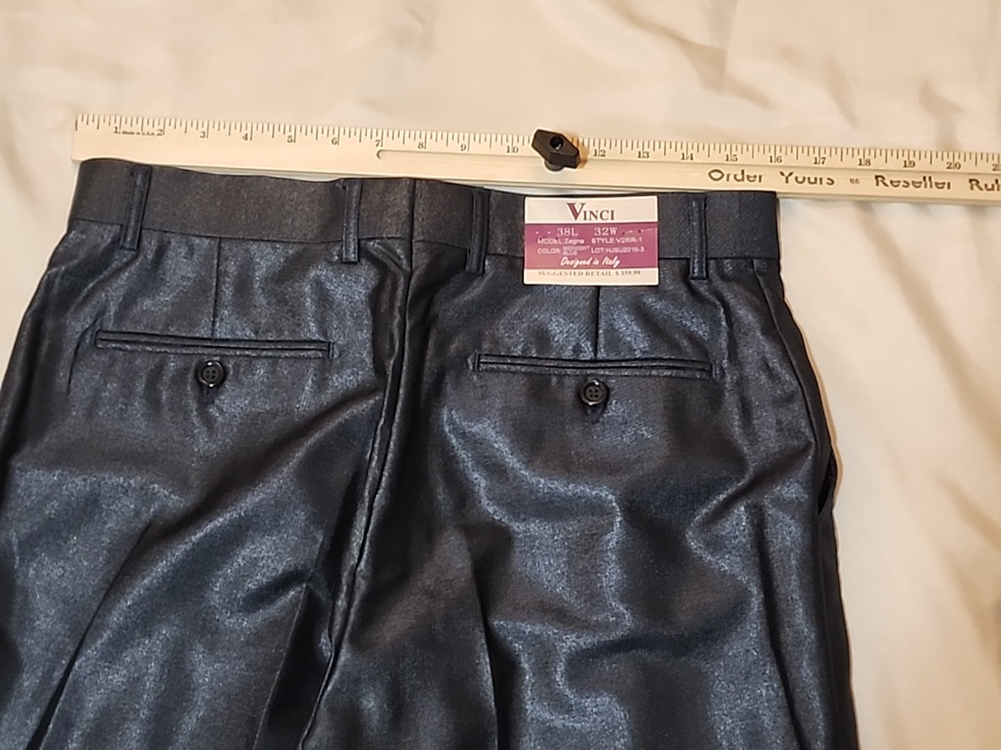 Vinci Mens 3 Piece Suit 38L Super 150’s Blue 32W Pants NEW NWT R2