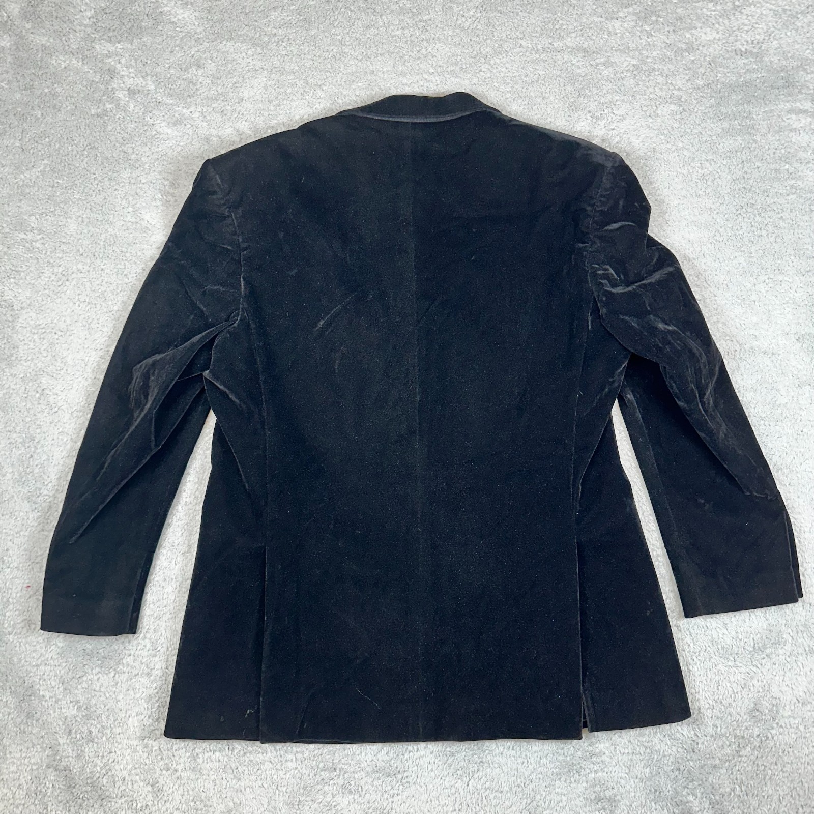 Vinci Men’s Black Velvet 1 Button Sports Jacket Blazer With Satin Trim Size L