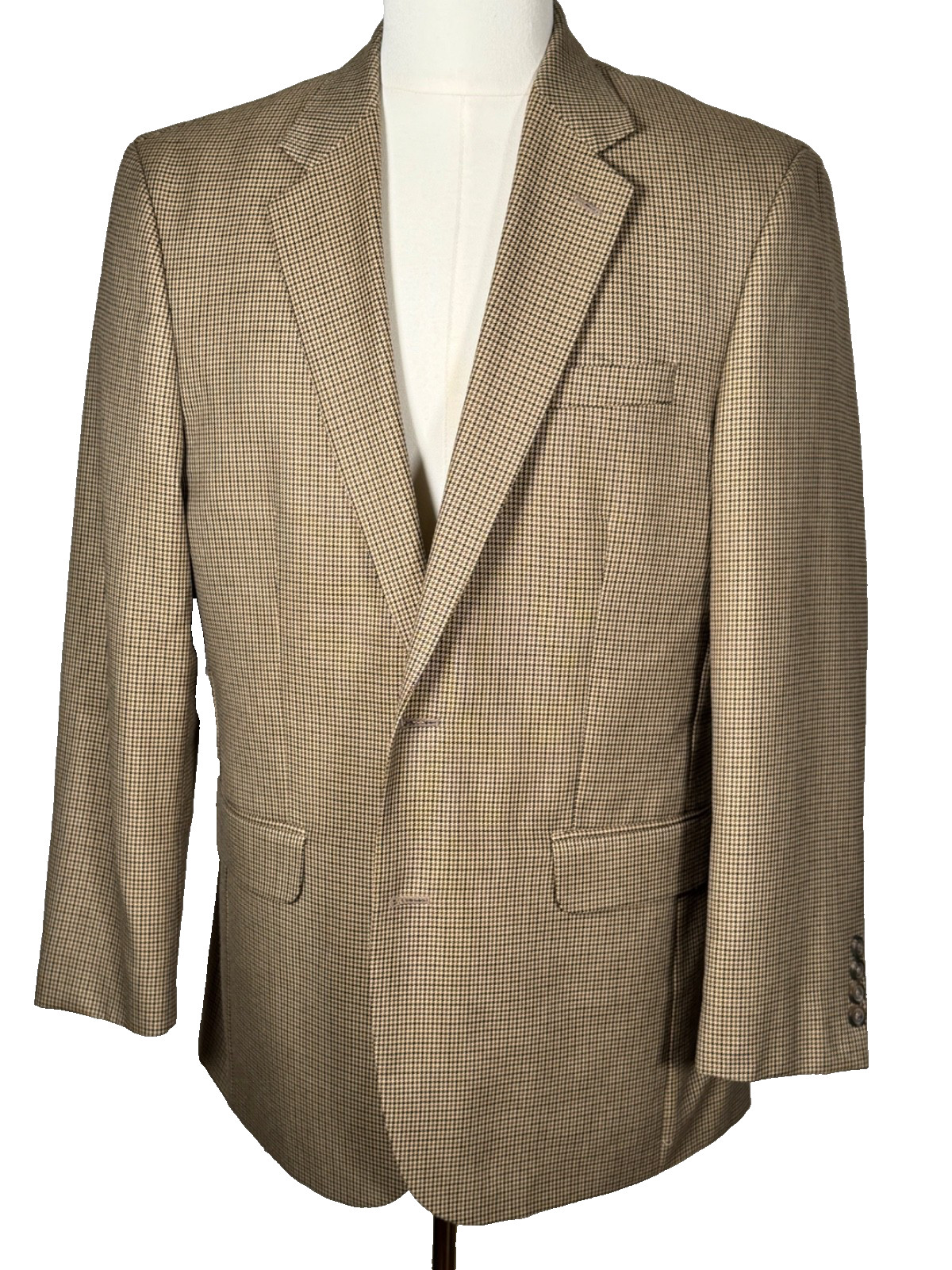 Croft & Barrow 40 Reg Houndstooth Blazer Poly Viscose Blend Single Breasted