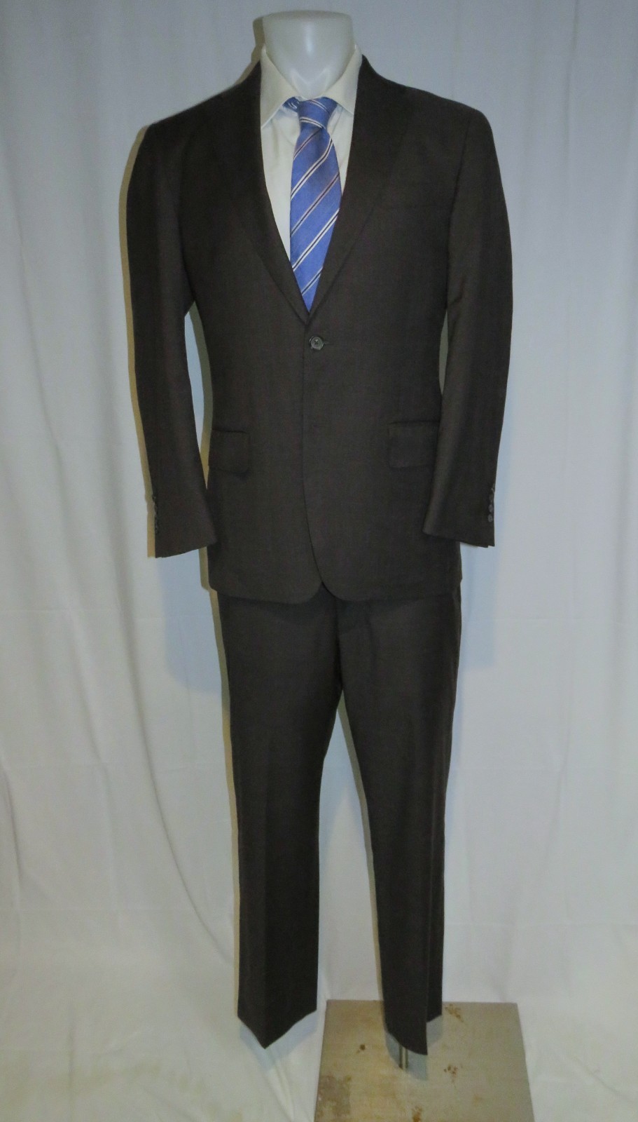 Faconnable Guabello Super 130 Brown Shadow Plaid Two Button Suit 40R