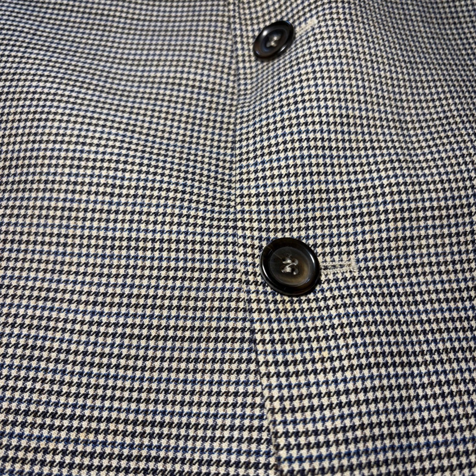 Lauren Ralph Lauren Mens 44R 100% Wool Houndstooth Blazer Sport Coat Tan Blue