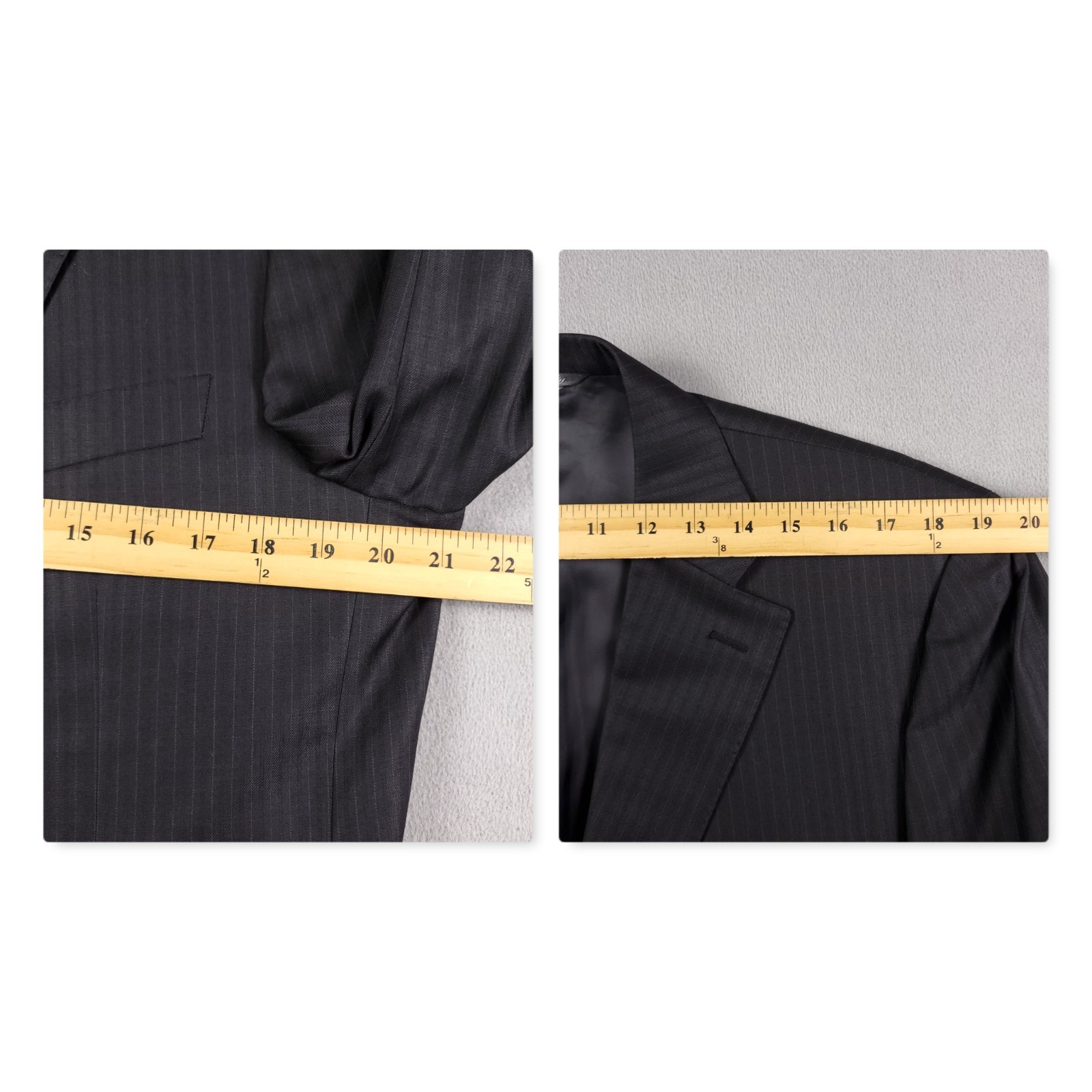 Canali 2 Pc Wool Suit 2 Button Jacket 54L EU/ 44L US Pants 36×32 Gray Striped