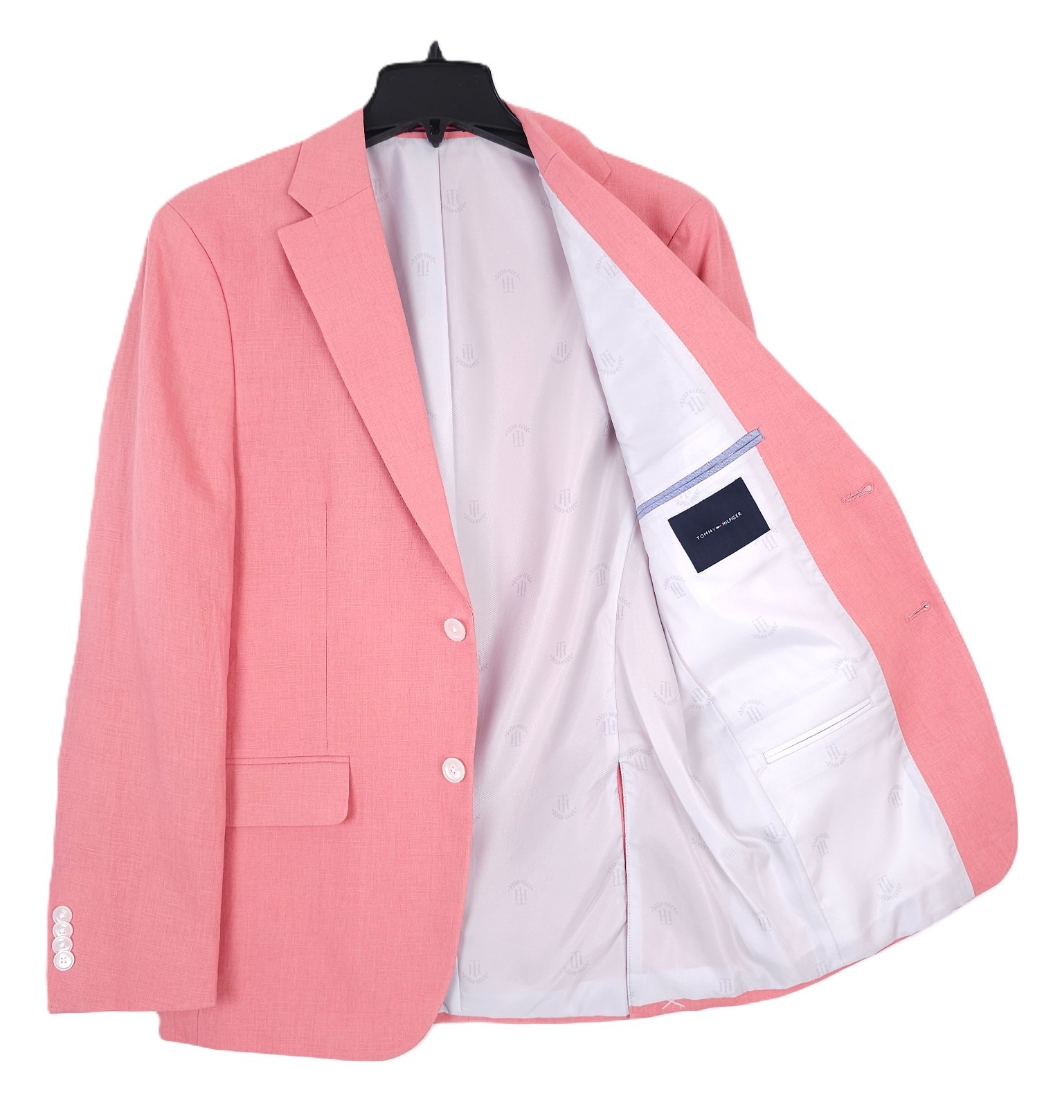 Tommy Hilfiger Mens Modern Fit Linen Sport Coat Blazer 40S Light Red Solid NWT