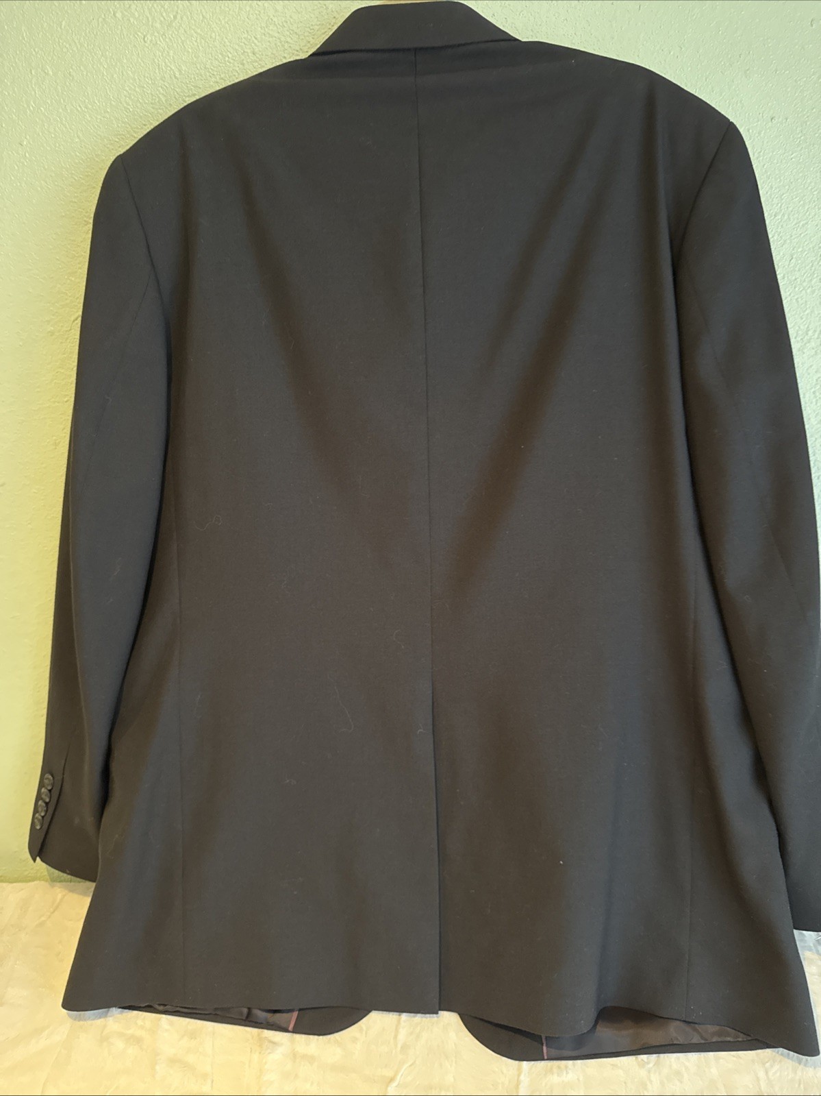 Lands End Black 100% Wool /Rayon Lining Sport Coat 46R