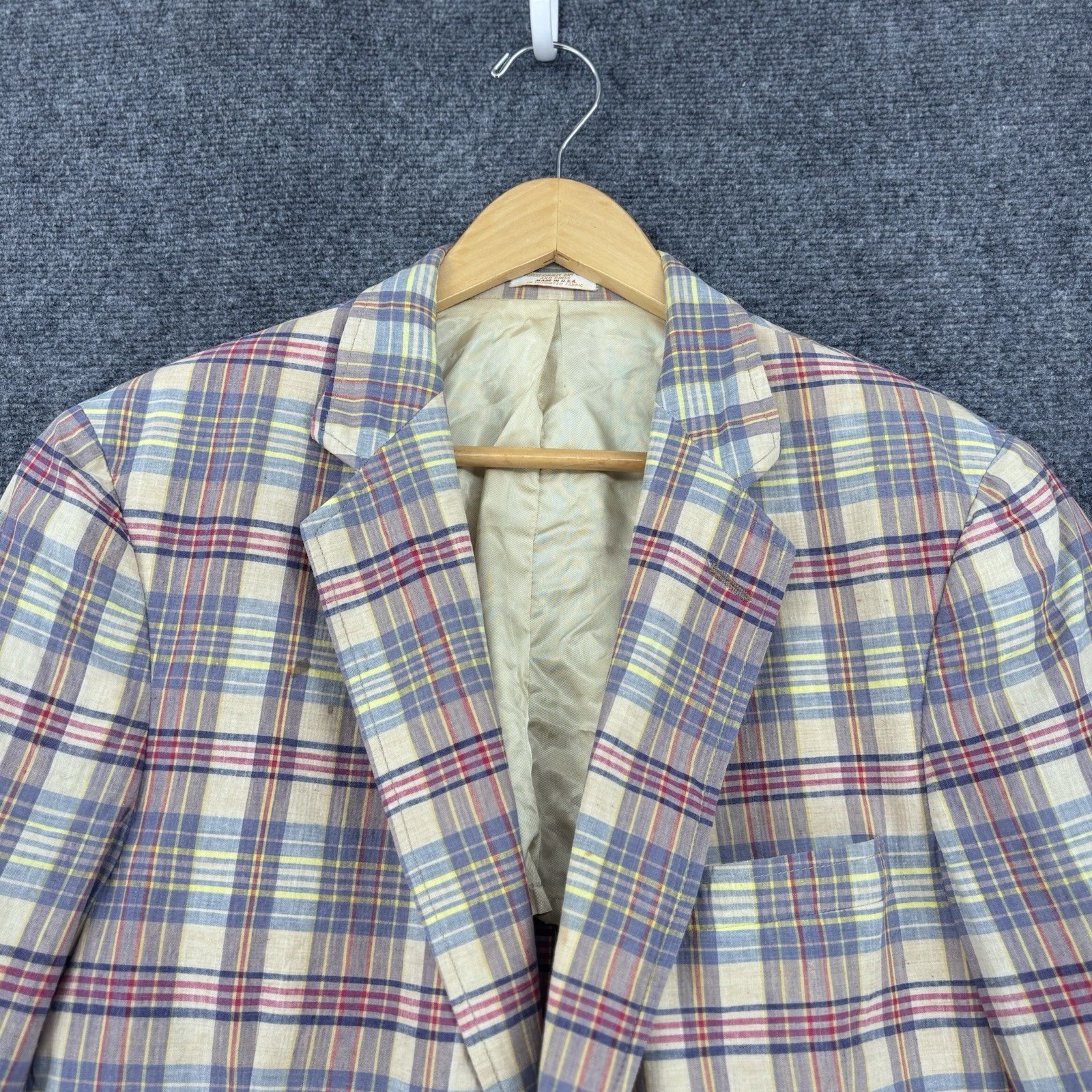 VTG Benanti’s American Ivy League Preppy Madras Plaid Sport Coat Men’s 42