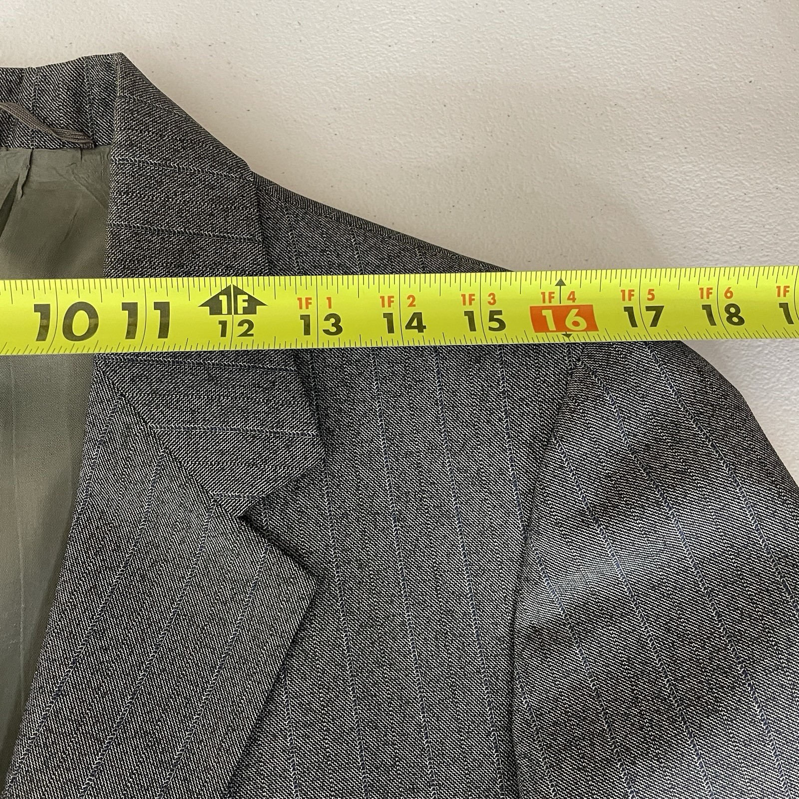 3 Piece Suit Mens 36S 34×27 Gray Brown Blue Striped Polyester Wool Two Buttons