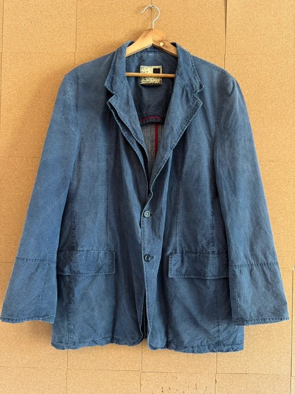 Hartwich Blazer Sports Chore Jacket 44 Navy Unstructured Unlined Check Canvas