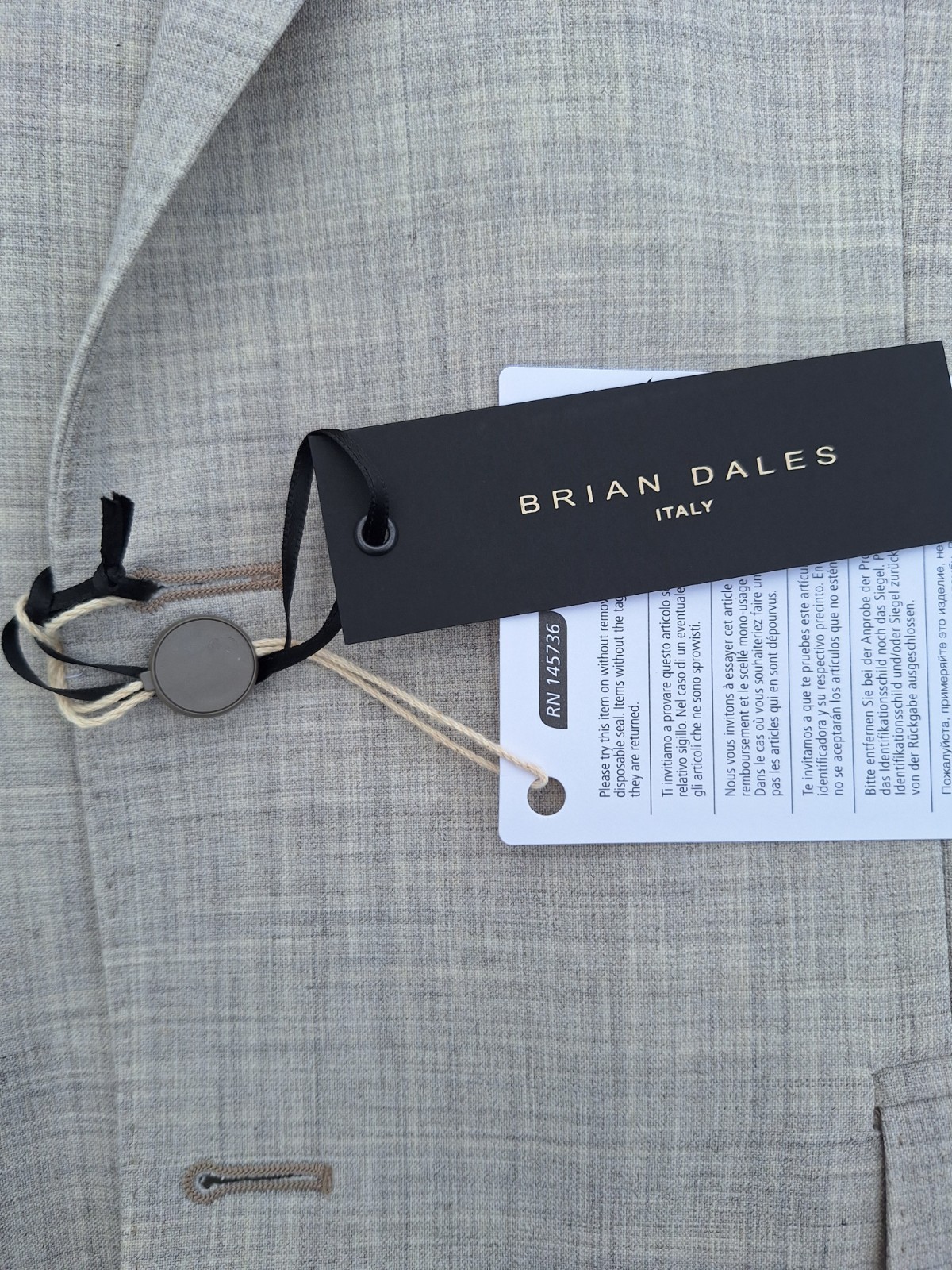 NWT BRIAN DALES Mens Italian Suit IT52 US42 Single-Breasted Grey / Beige Woven