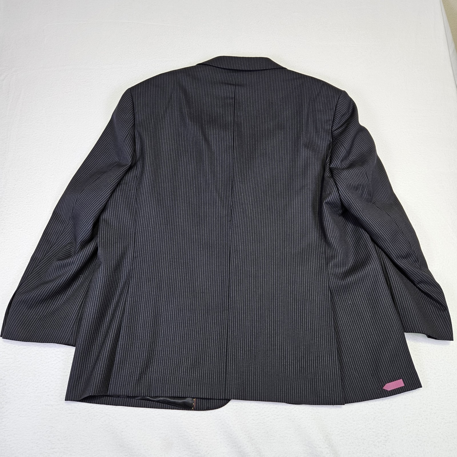 Merino Wool Italian Blazer Mens 46R Black Pinstripe Super 140s Jacket Interview