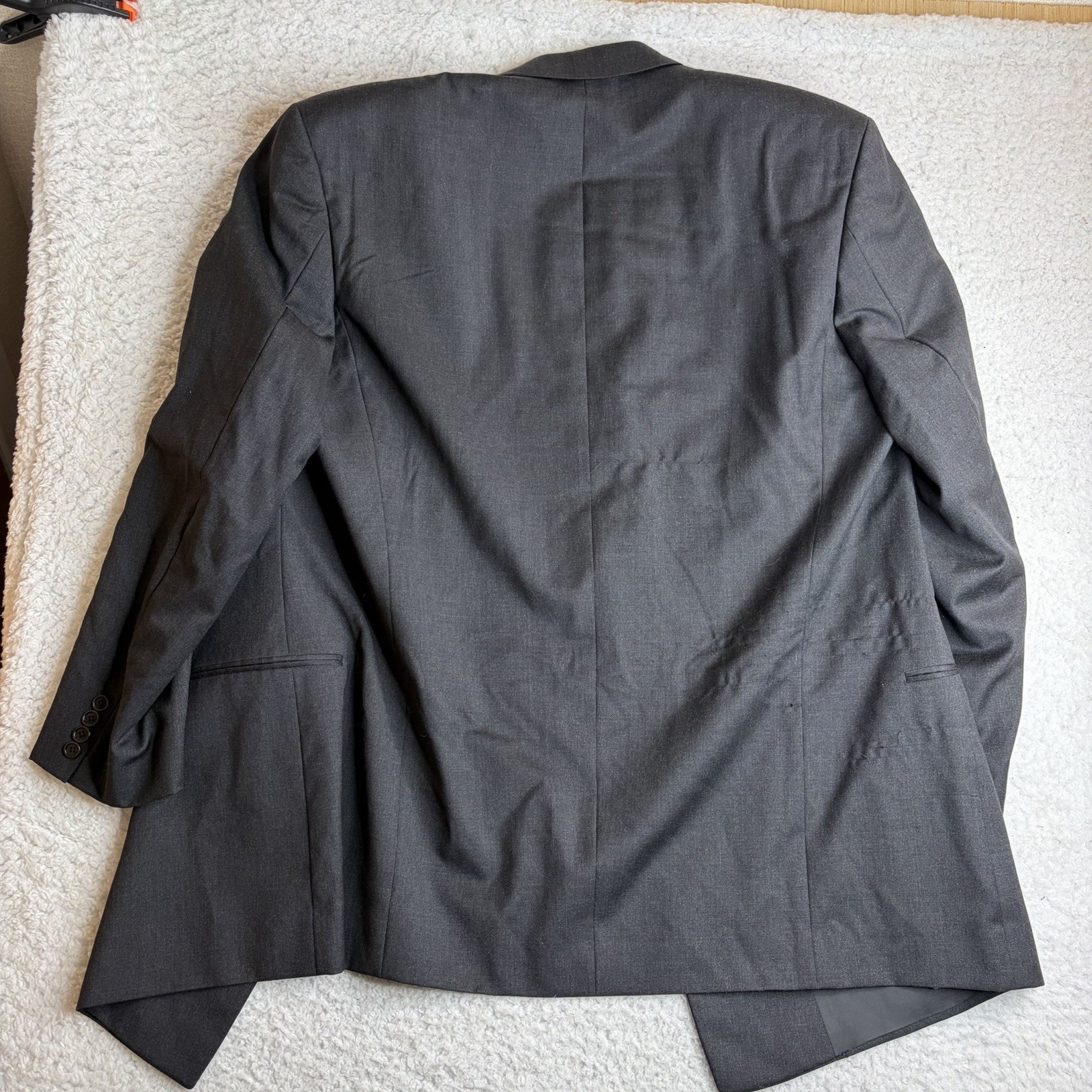 Vintage 1983 HUGO BOSS 44L/36×31 Double Breasted Peak Lapel Wool Suit USA