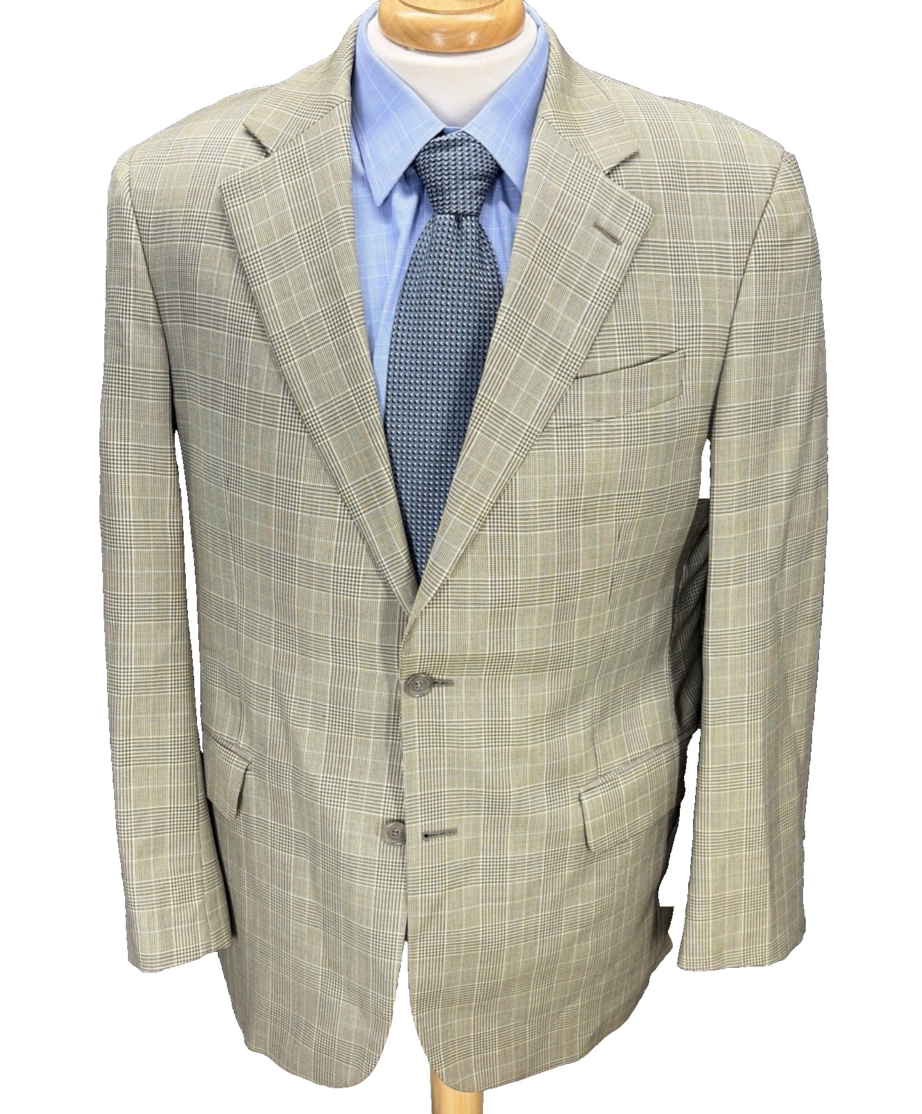 Brooks Brothers Blazer 41R Green Loro Piana Italian Wool Glen Plaid Brookwood