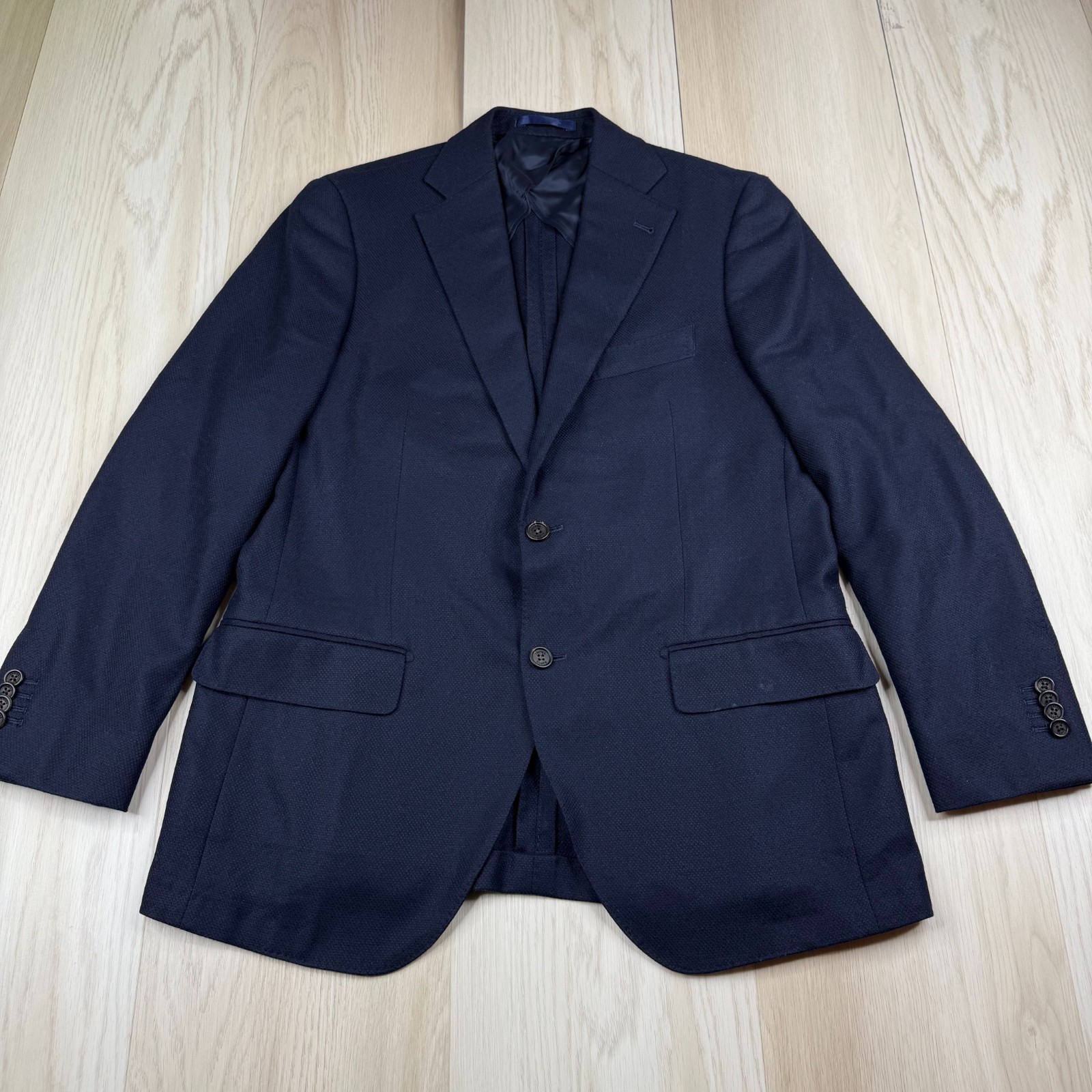 Proper Cloth Mens Navy Merino Wool Single Breasted Notch Lapel Collar Blazer 38
