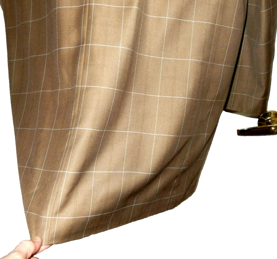Stacy Adams Super 100’s Luxury Rayon Blend Suit-44L, dark tan windowpane