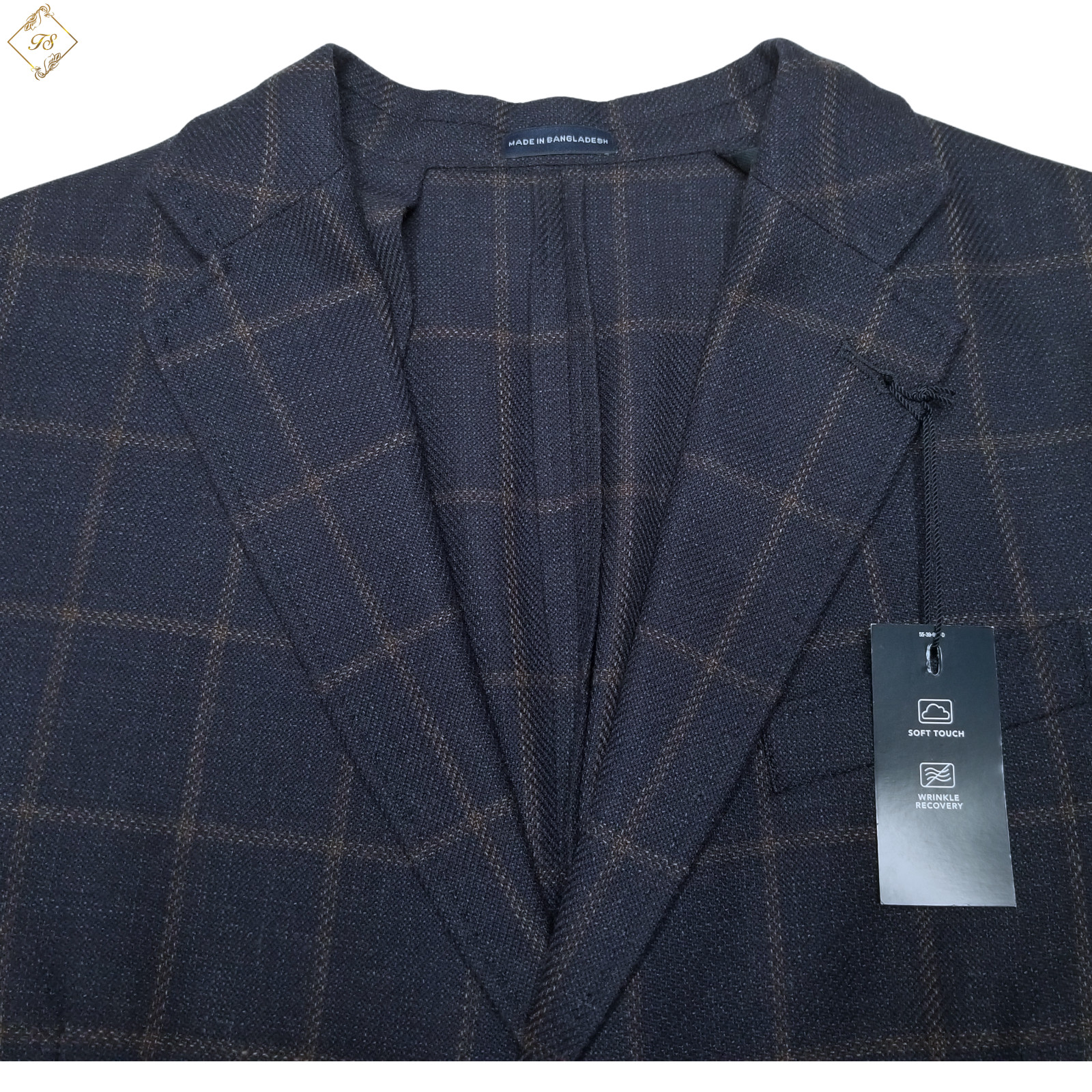 NEW $198 Stafford Men Unstructured Unlined Lite Blazer 48R Blue W.pane SportCoat