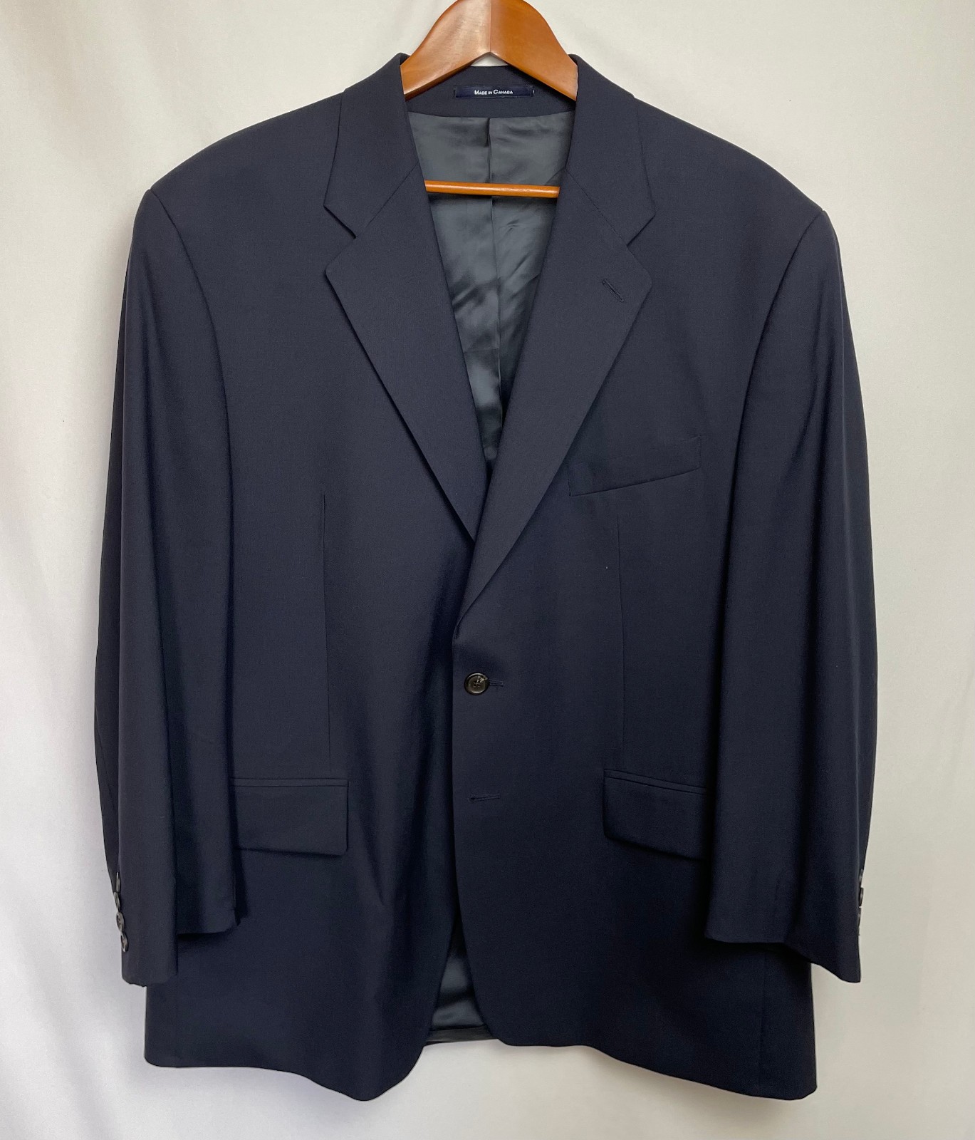 Vintage Chaps Ralph Lauren Two Piece Suit Wool 46R 41×29 Blue Made in Canada
