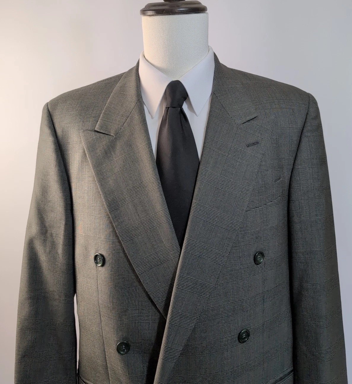Mens 40R Green Wool Double Breasted Blazer Vintage 6×2 Suit Jacket Plaid Canada