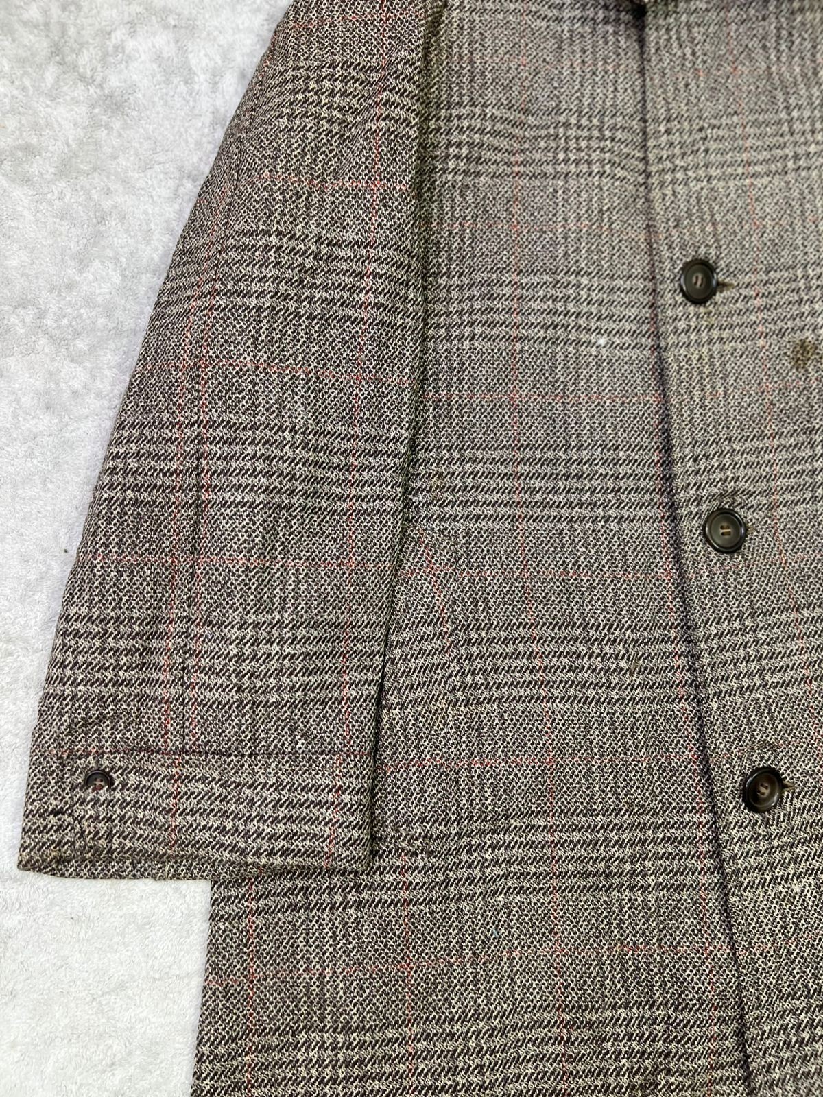Warmth Worsted Twist Wool Check Overcoat Coat 38R
