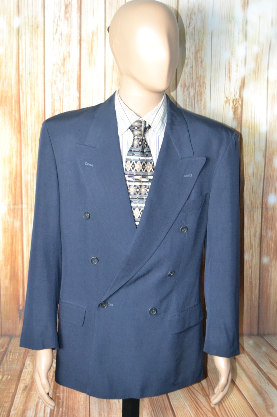 Hugo Boss Men Al Capone Chicago Silk Double Breasted 6 Button Sports Coat Sz 40R