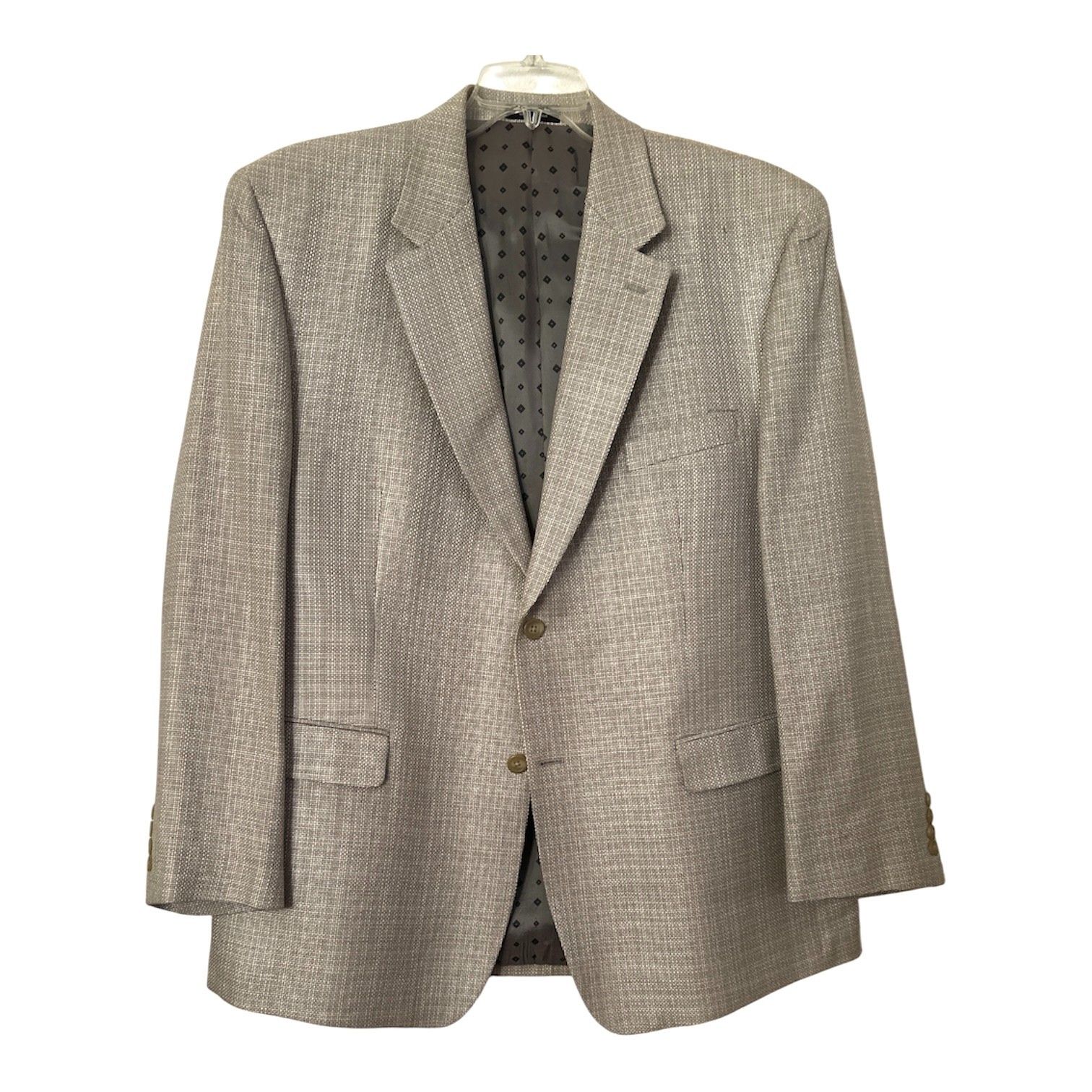 Ralph Lauren Beige Mini-check Pattern 100% Silk Sport Jacket 46R
