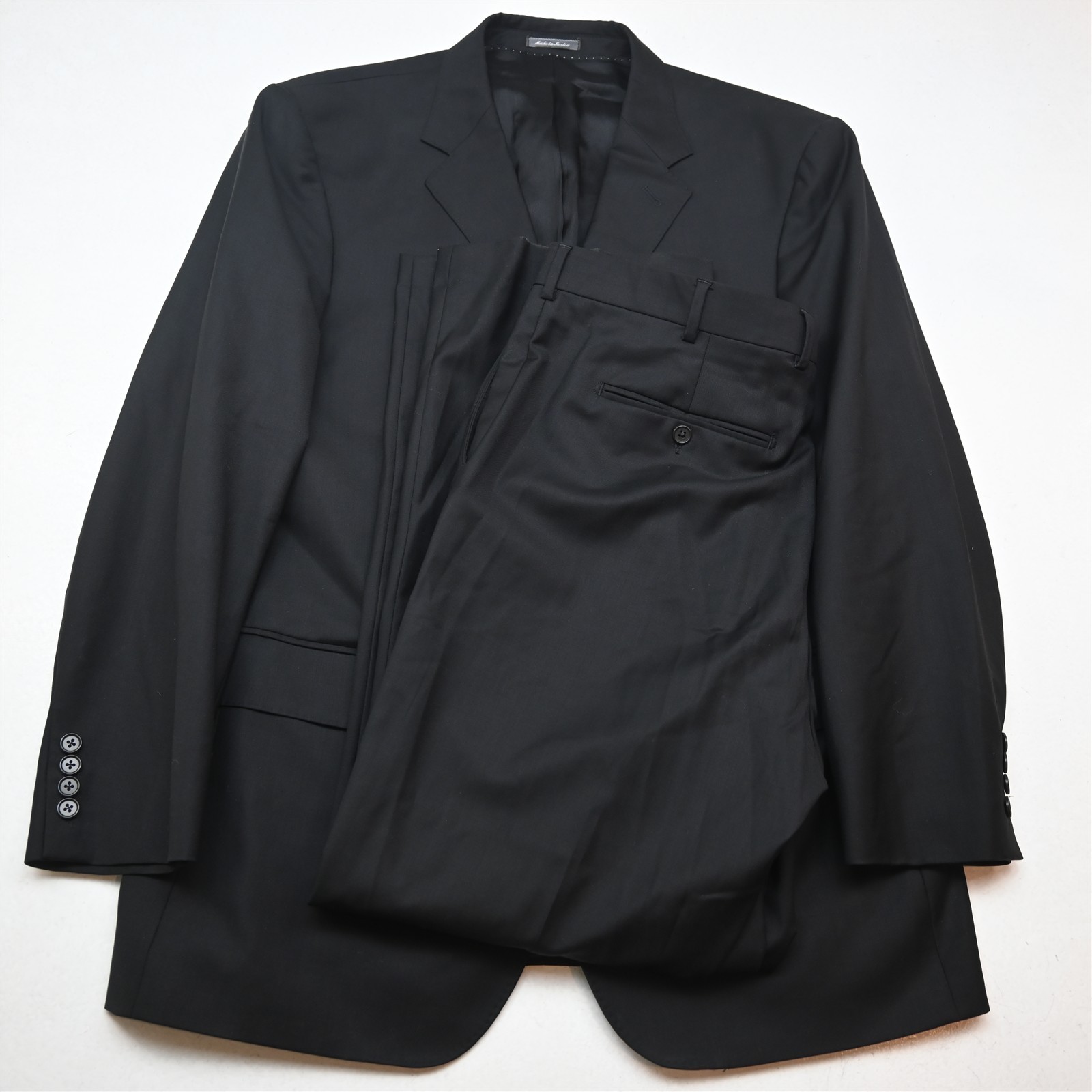 Ermenegildo Zegna 44R 38×32 Black 100% Wool Mens Jacket Pants Suit