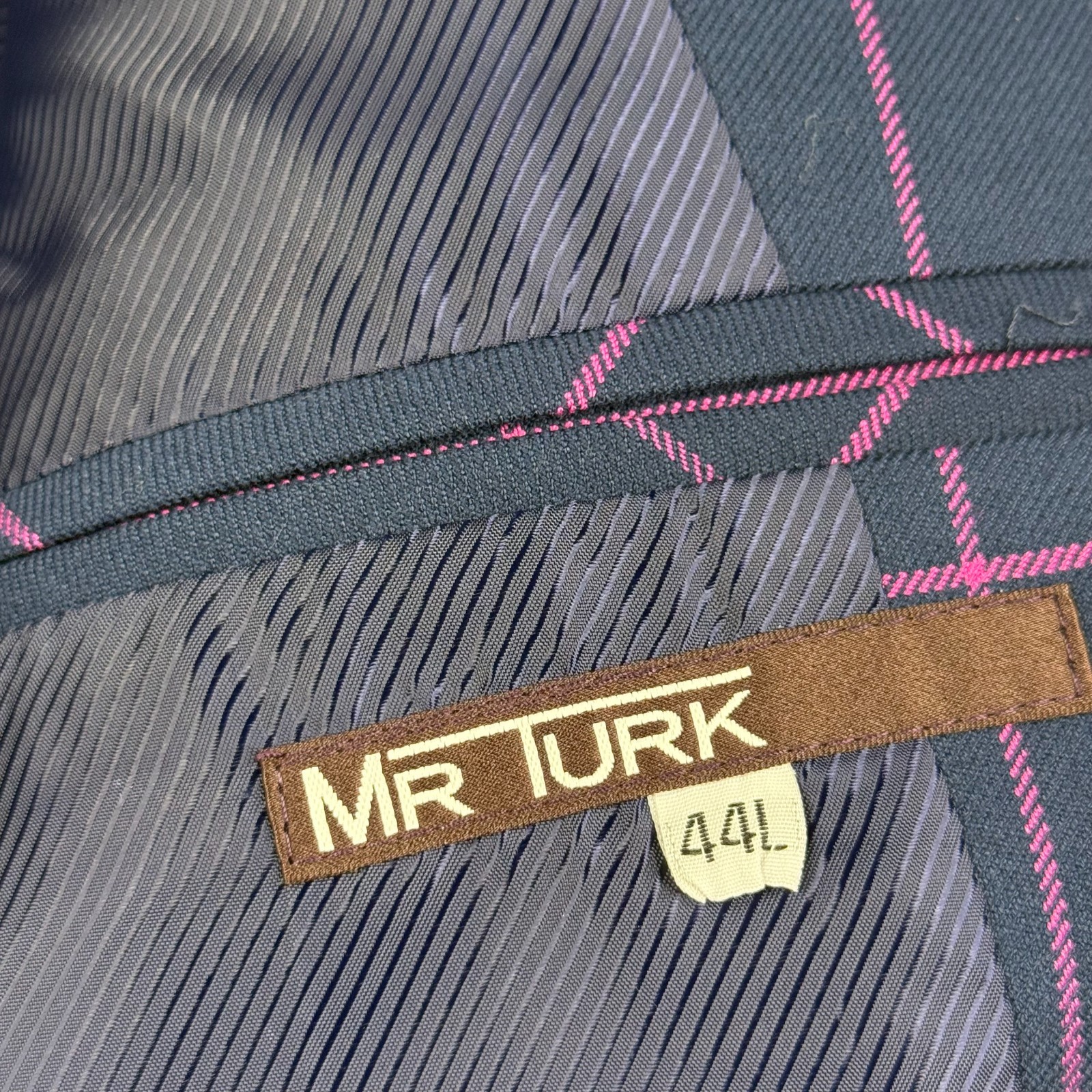 MR Turk Mens Blue Windowpane Check Classic Two-Button Suit Pants Size 44/34