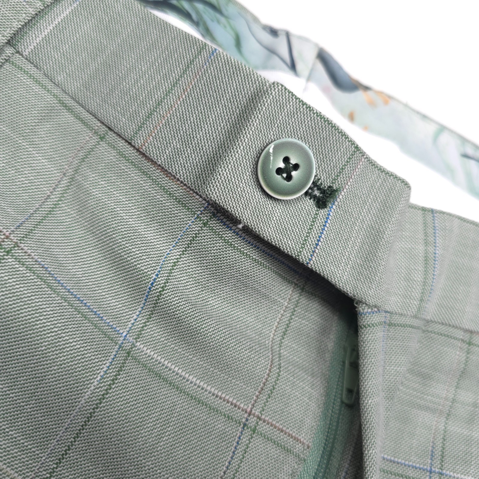 Paisley & Gray Suit Mens 46R X 40 Slim Fit Light Green Plaid 2-Piece NWT