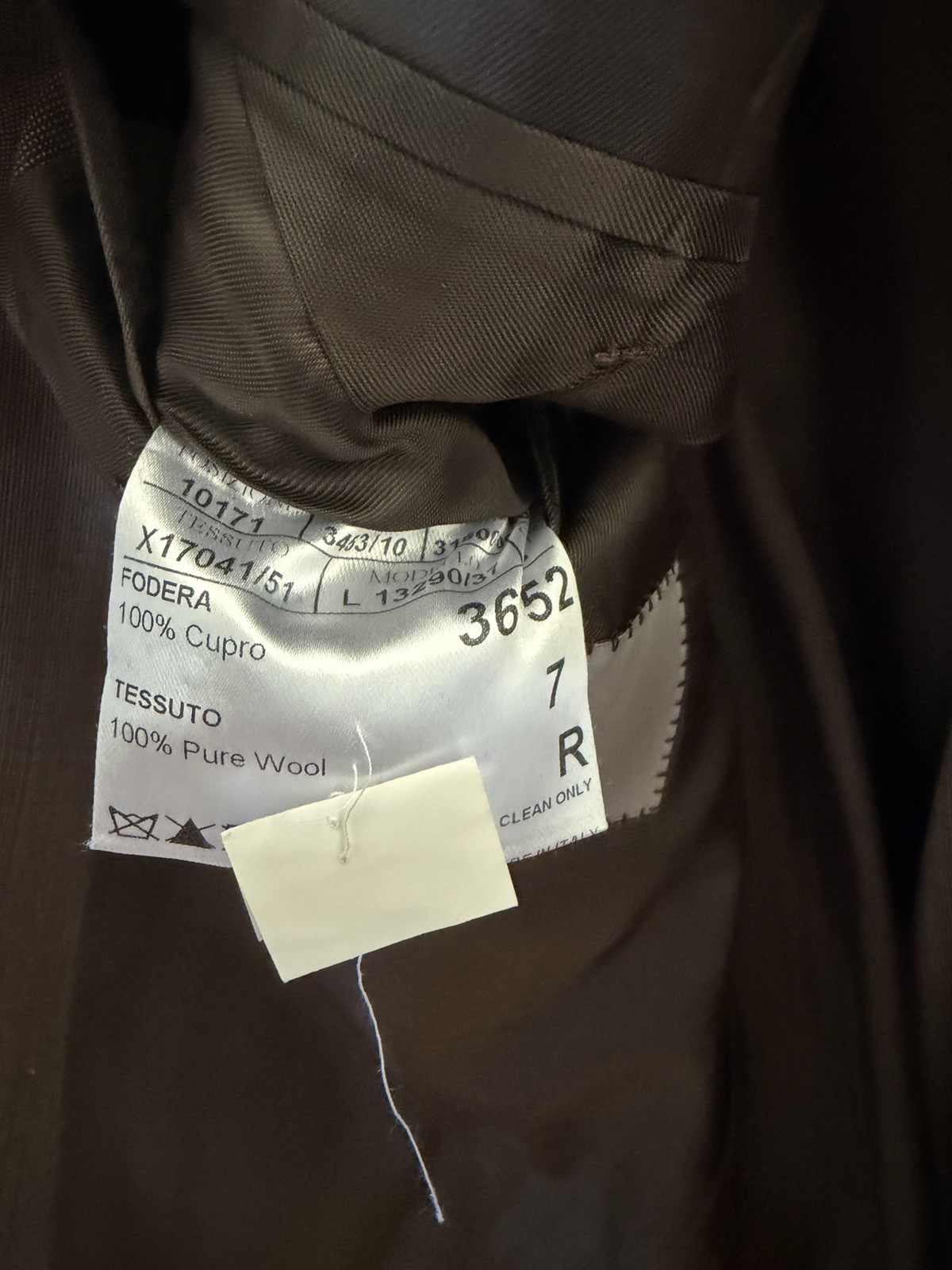 Current Canali Italy Wool 52 R EU 42 Solid Brown 2 Piece Water Resistant