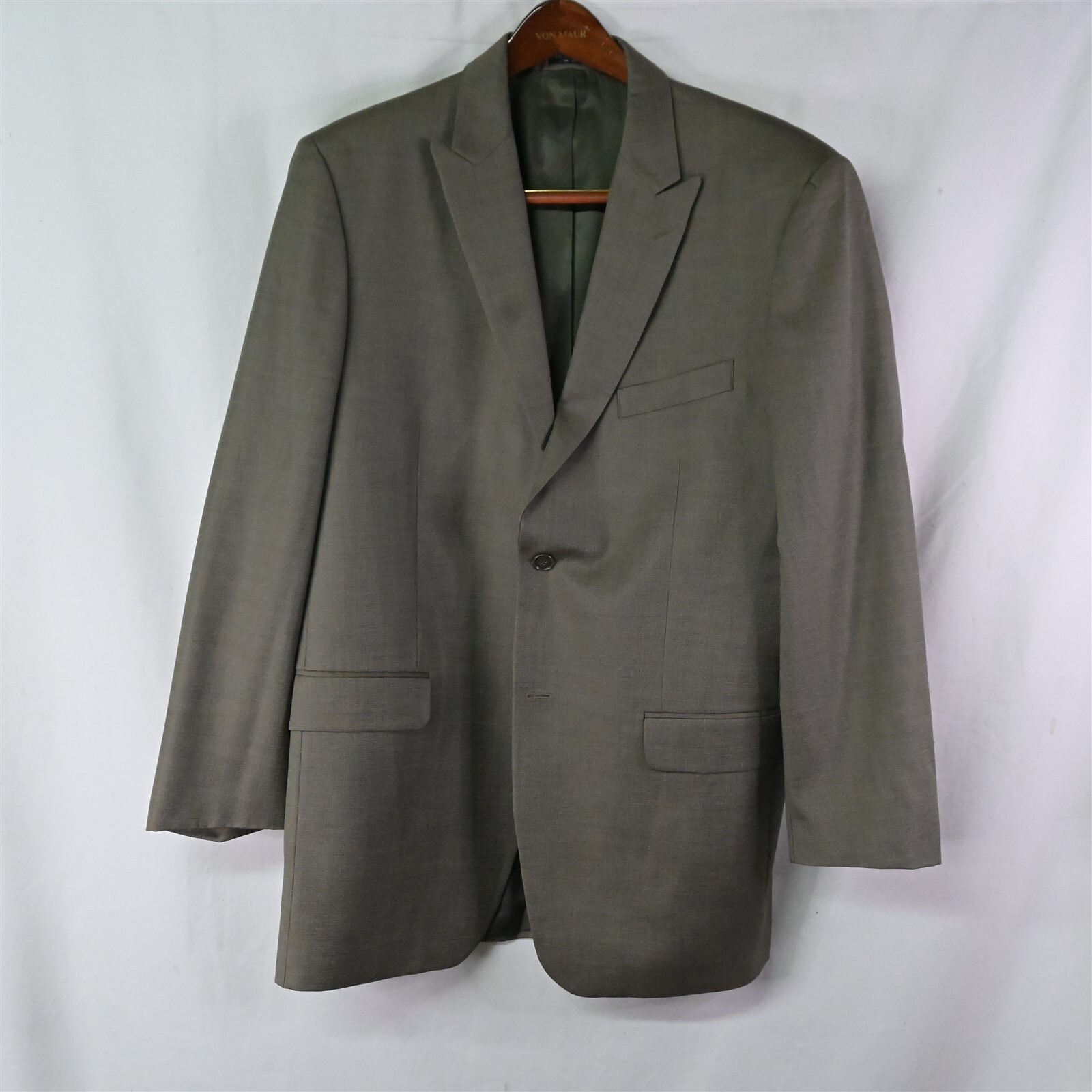 Jones New York 42L Green Peak Lapel Wool 2Btn Mens Suit Blazer Jacket Sport Coat