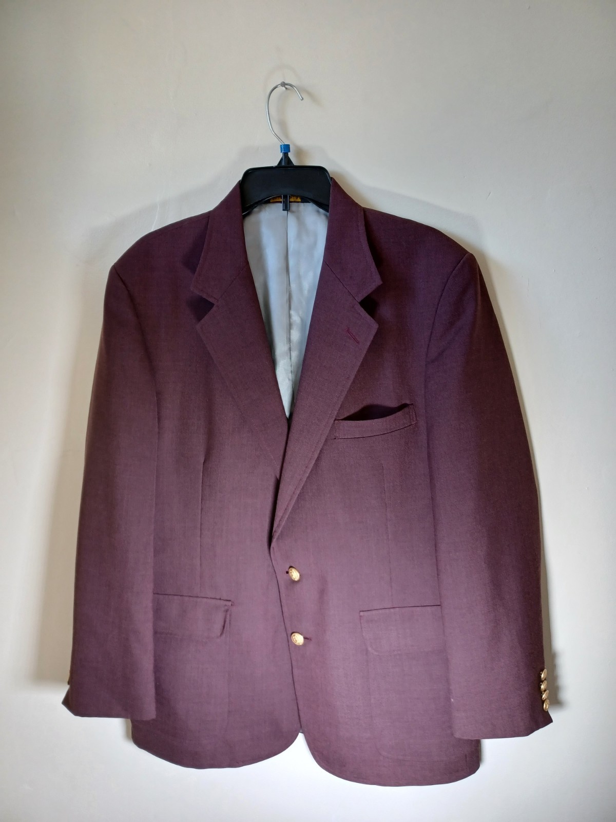 Hardwick Men’s Sport Coat Blazer Two Button Red Polyester Solid Size 34R