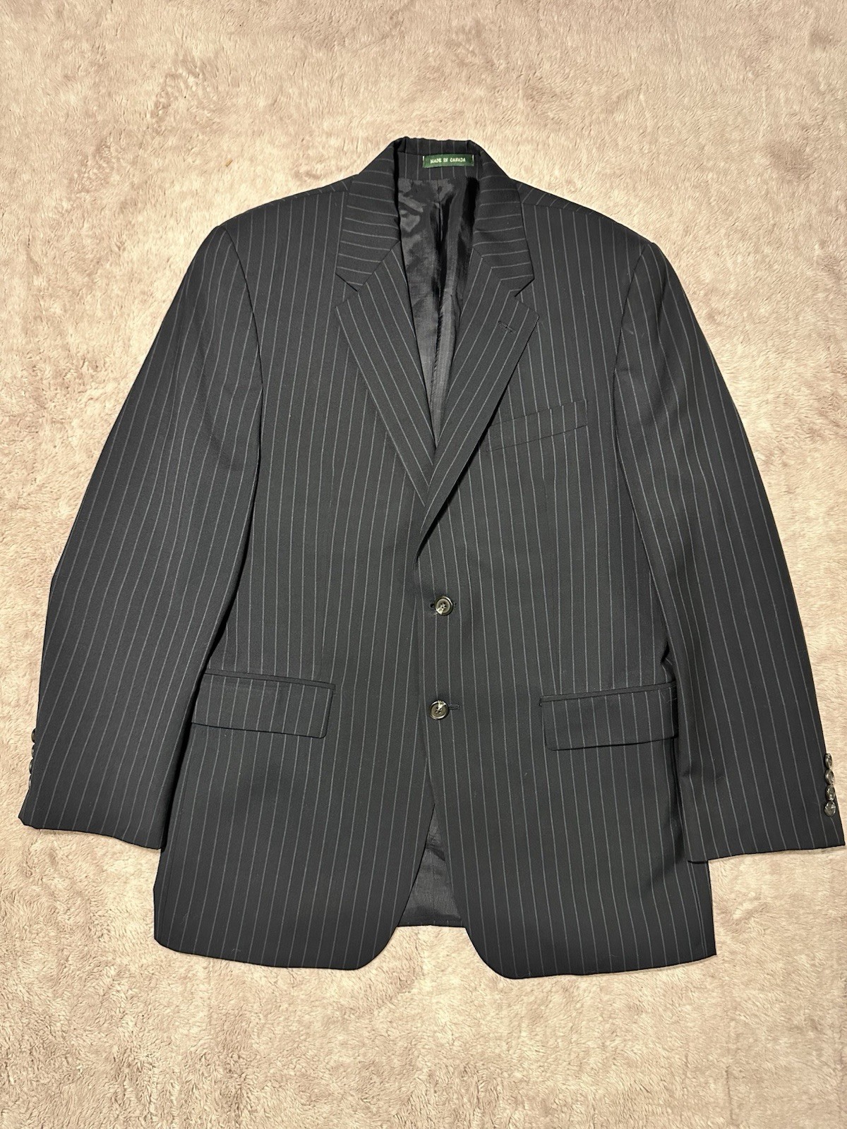 Lauren Ralph Lauren Stripe Blazer 40R Wool Cashmere Suit Jacket Made In Canada