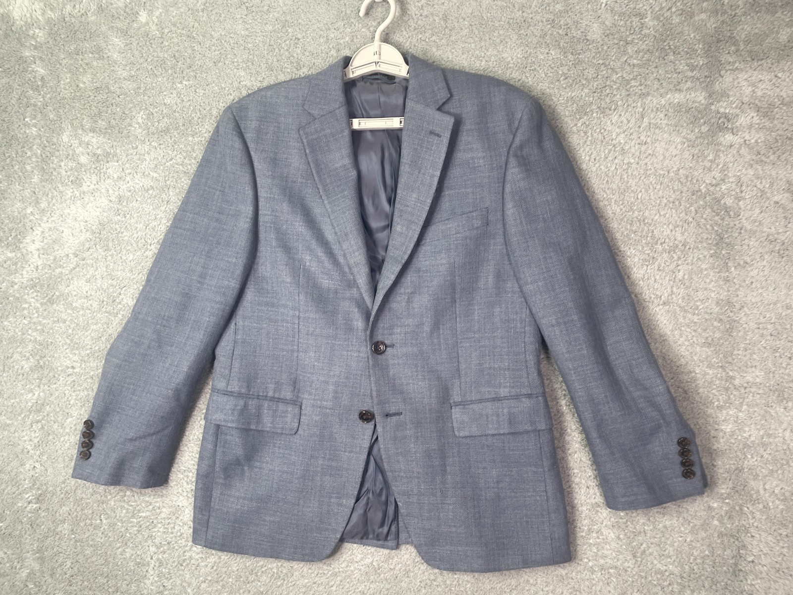 Lauren Ralph Lauren Blazer Mens 38 Short Gray Poly Rayon Linen Sport Coat Jacket