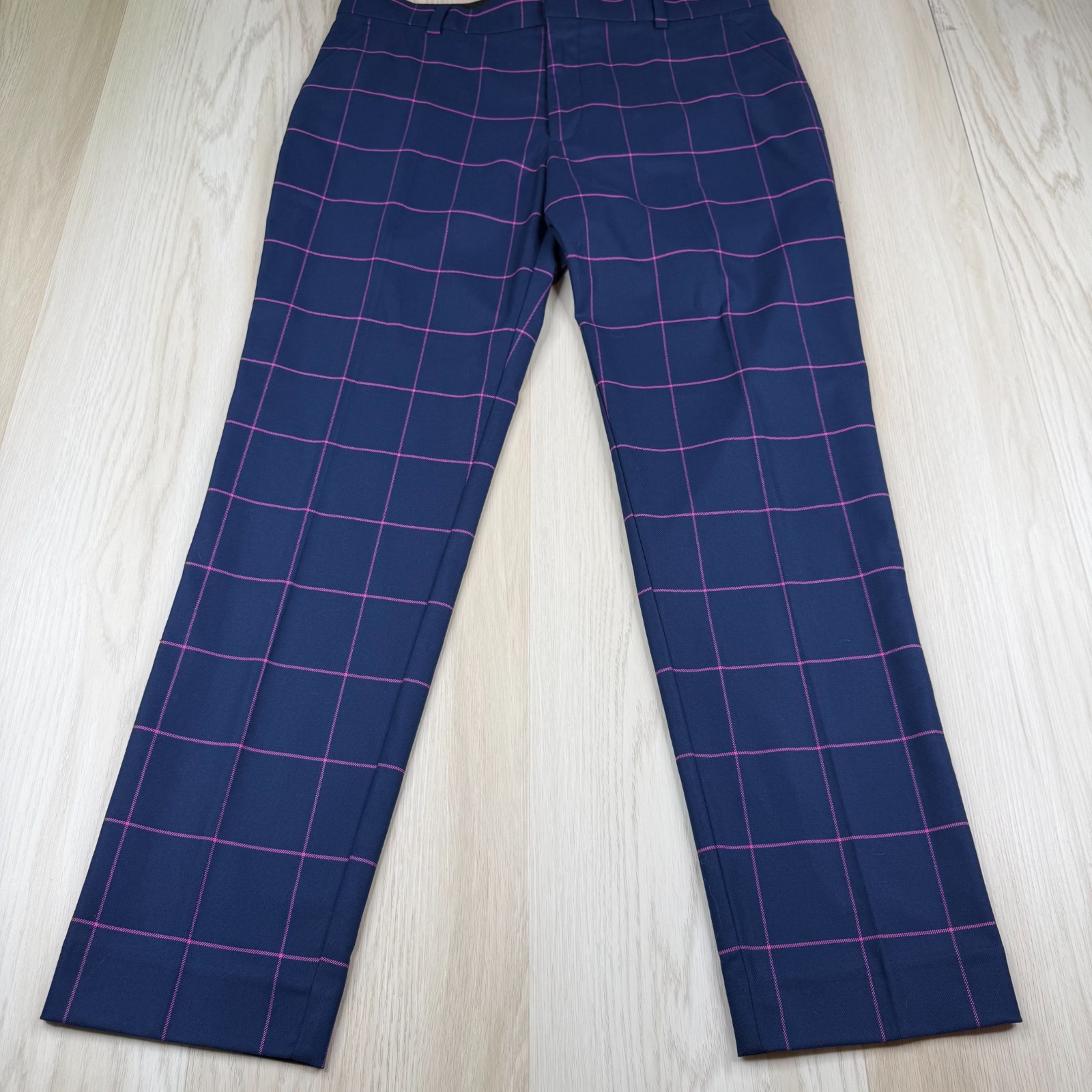 MR Turk Mens Blue Windowpane Check Classic Two-Button Suit Pants Size 44/34