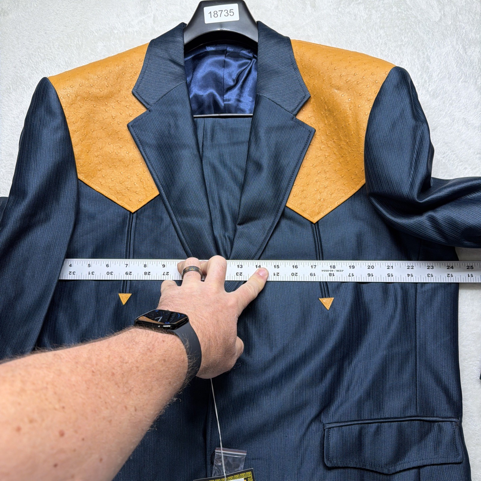 Western Chalino Sanchez Style Blue Suit 70s Rockabilly Jacket Pants Mens 48 40