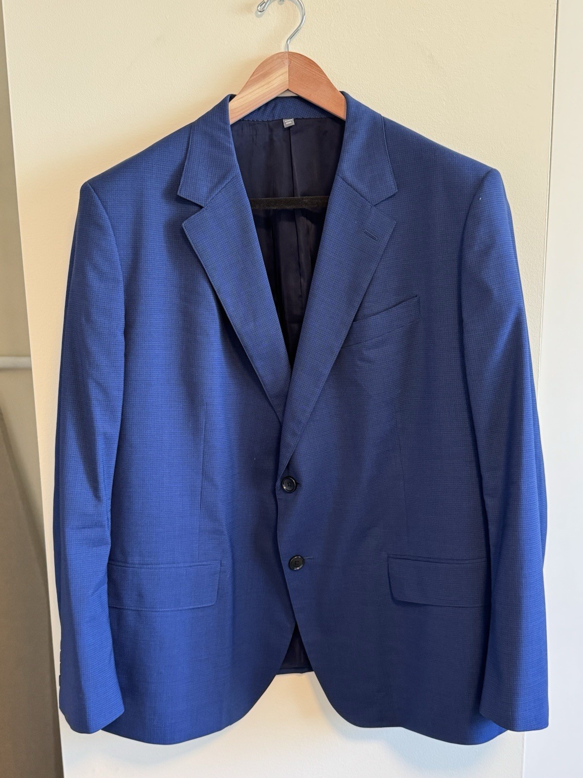 Bonobos Blue Wool Check Blazer Suit Jacket 52S Standard Fit 2-Button