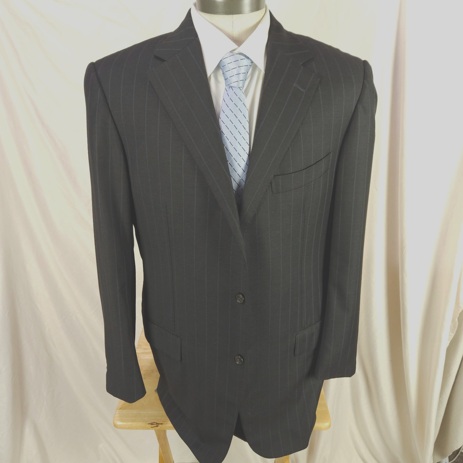 Ermenegildo Zegna Couture XXX Su Misura 43R Gray Pinstripe Suit, Pants 34 x 31.5