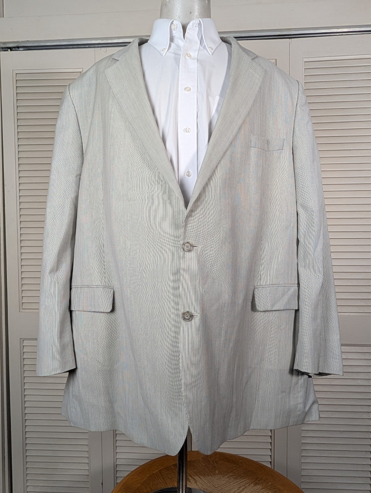 Jack Victor Sport Coat Blazer Mens 54XL Extra Long Beige White Gray Stripe Big